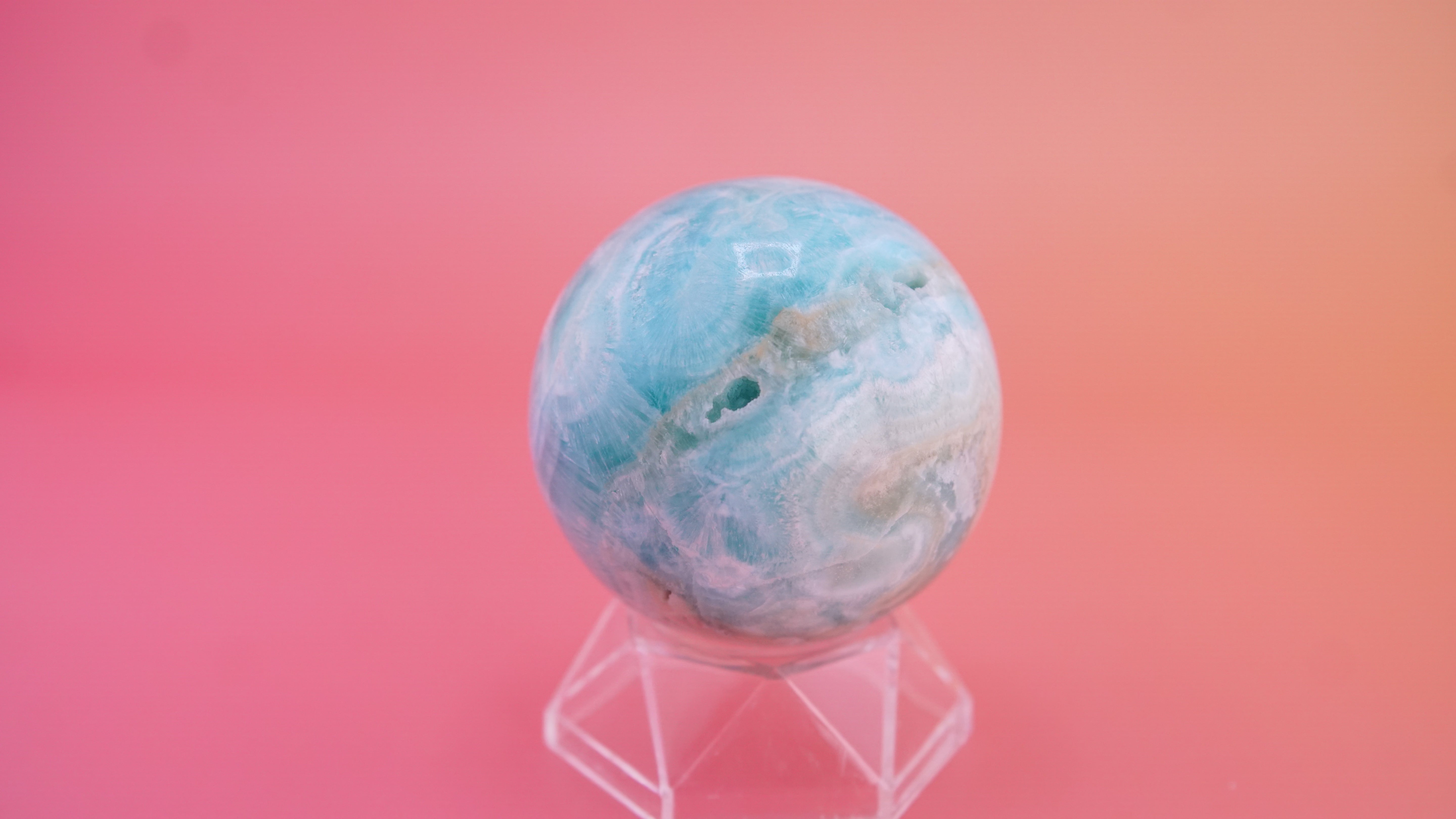 Blue Aragonite Calcite Sphere From Pakistan