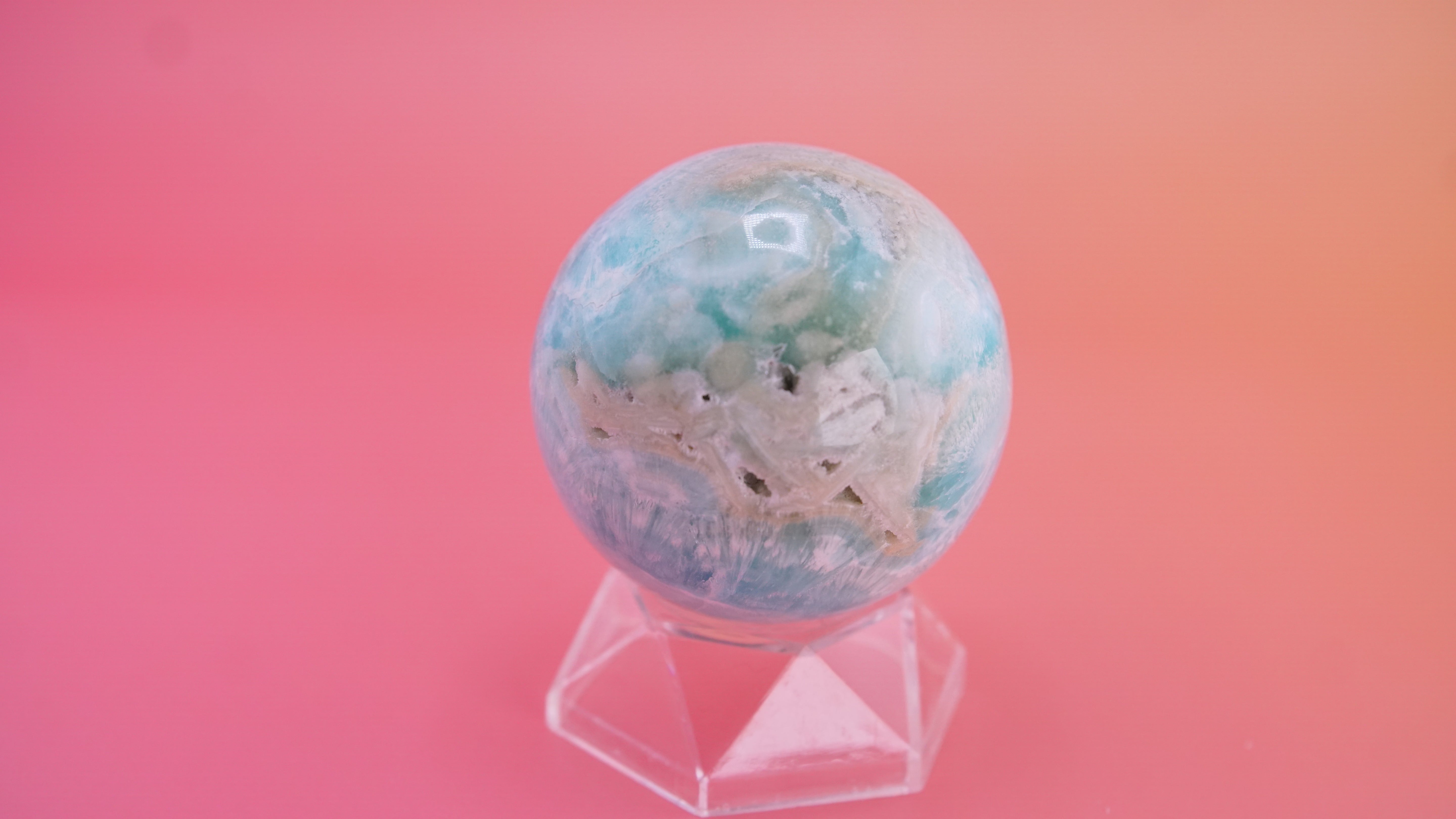 Blue Aragonite Calcite Sphere From Pakistan