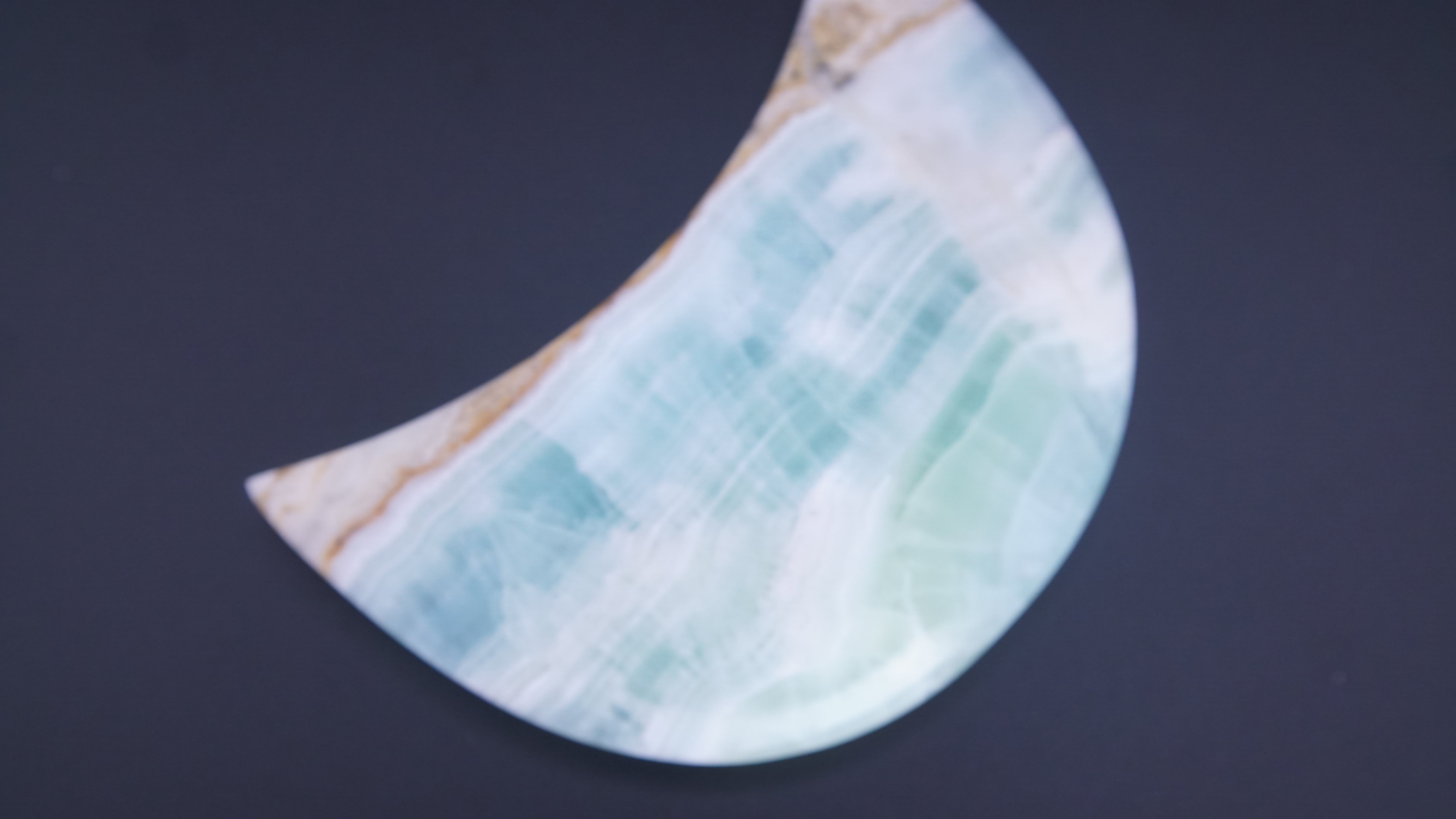 Pistachio Calcite Moon From Pakistan