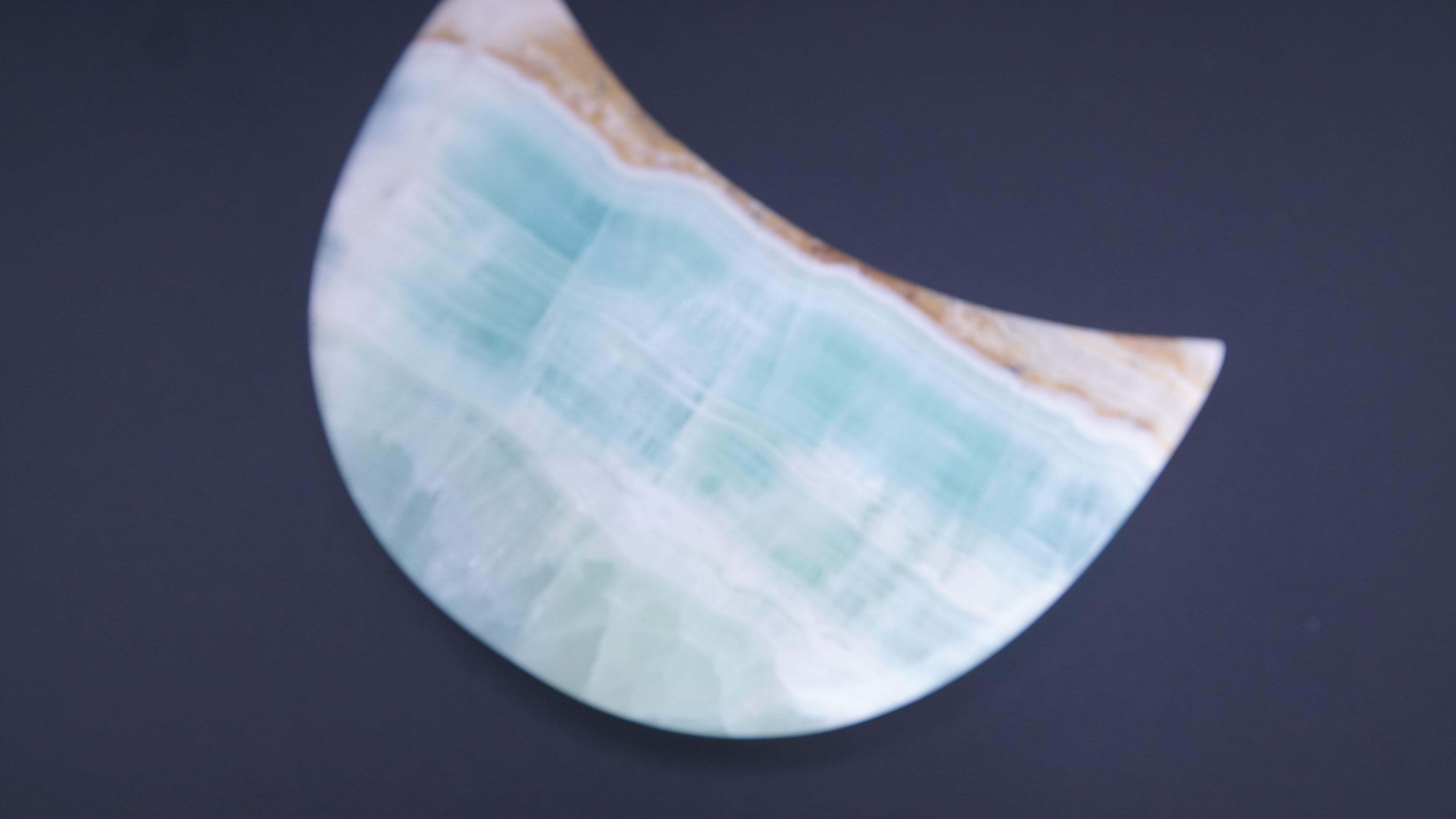 Pistachio Calcite Moon From Pakistan