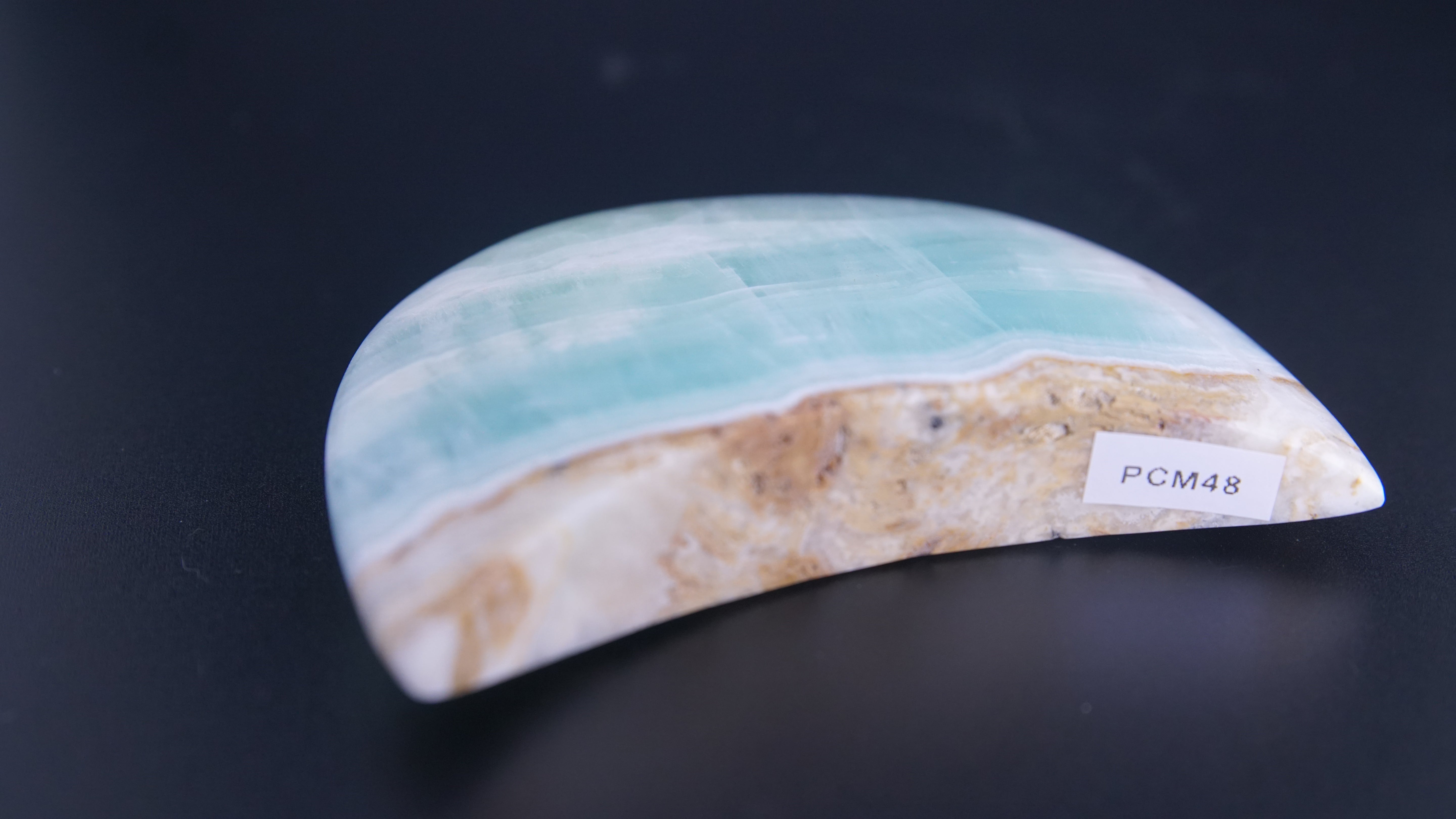 Pistachio Calcite Moon From Pakistan