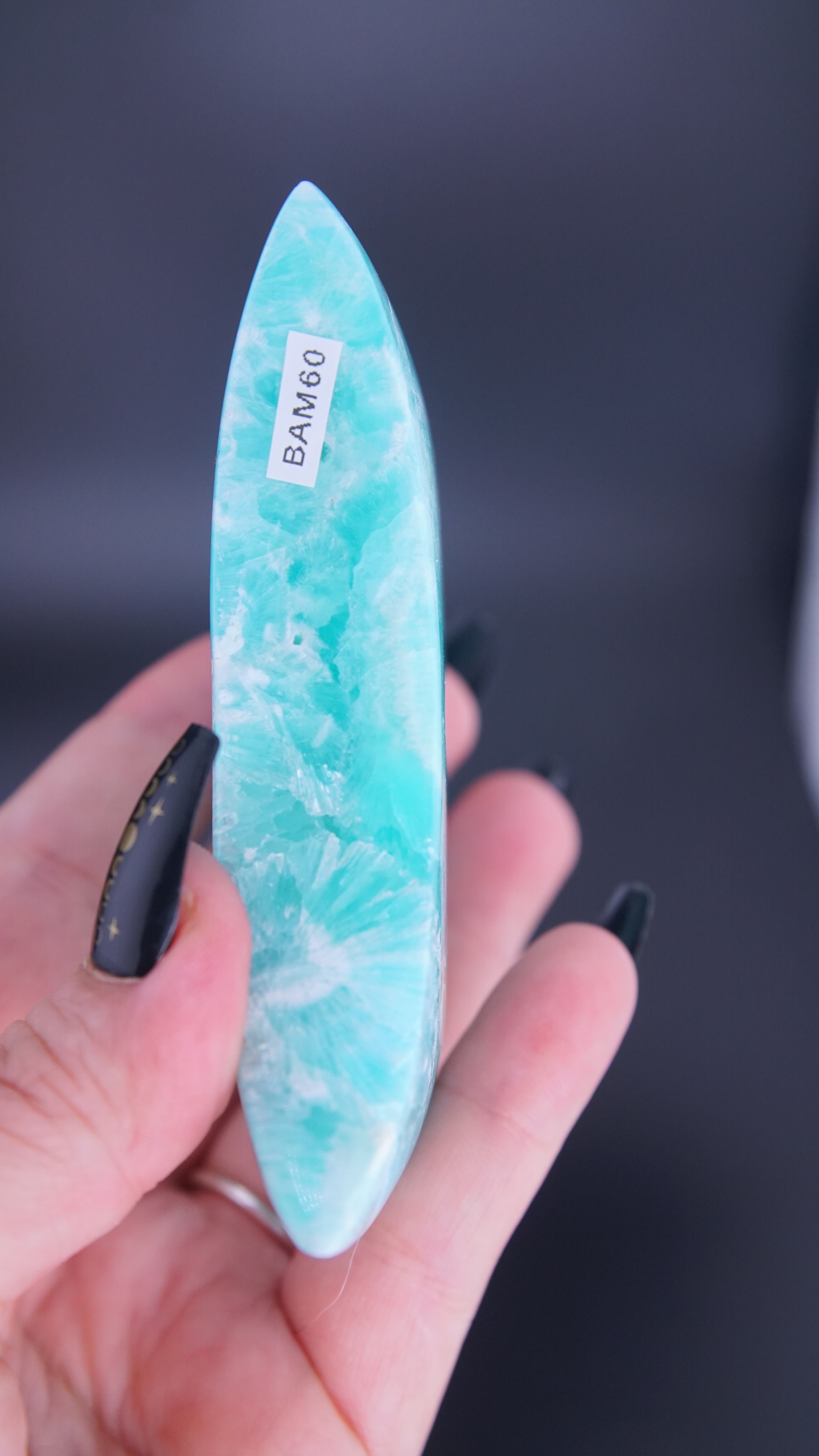 Blue Aragonite Calcite Moon From Pakistan