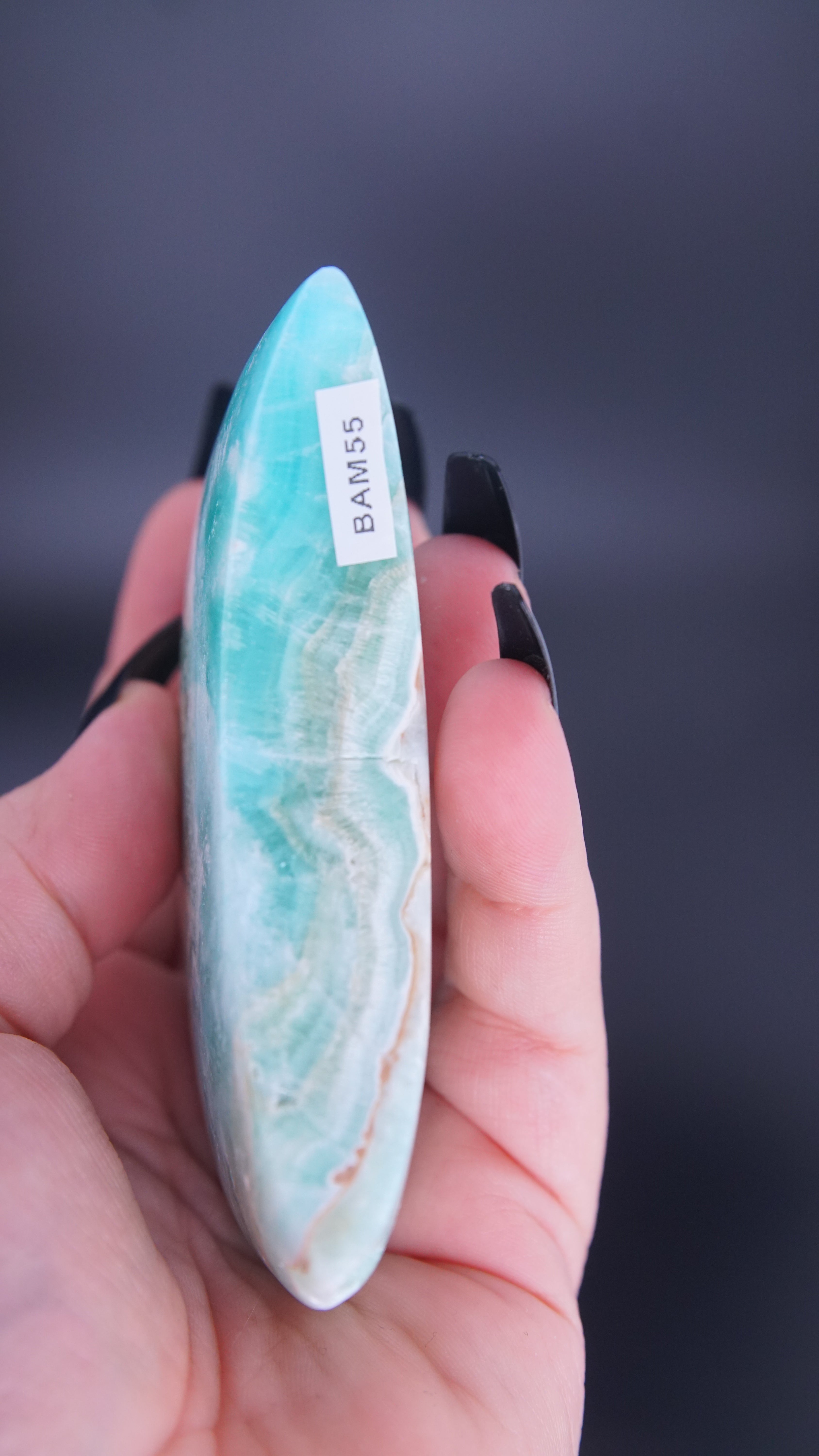 Blue Aragonite Calcite Moon From Pakistan