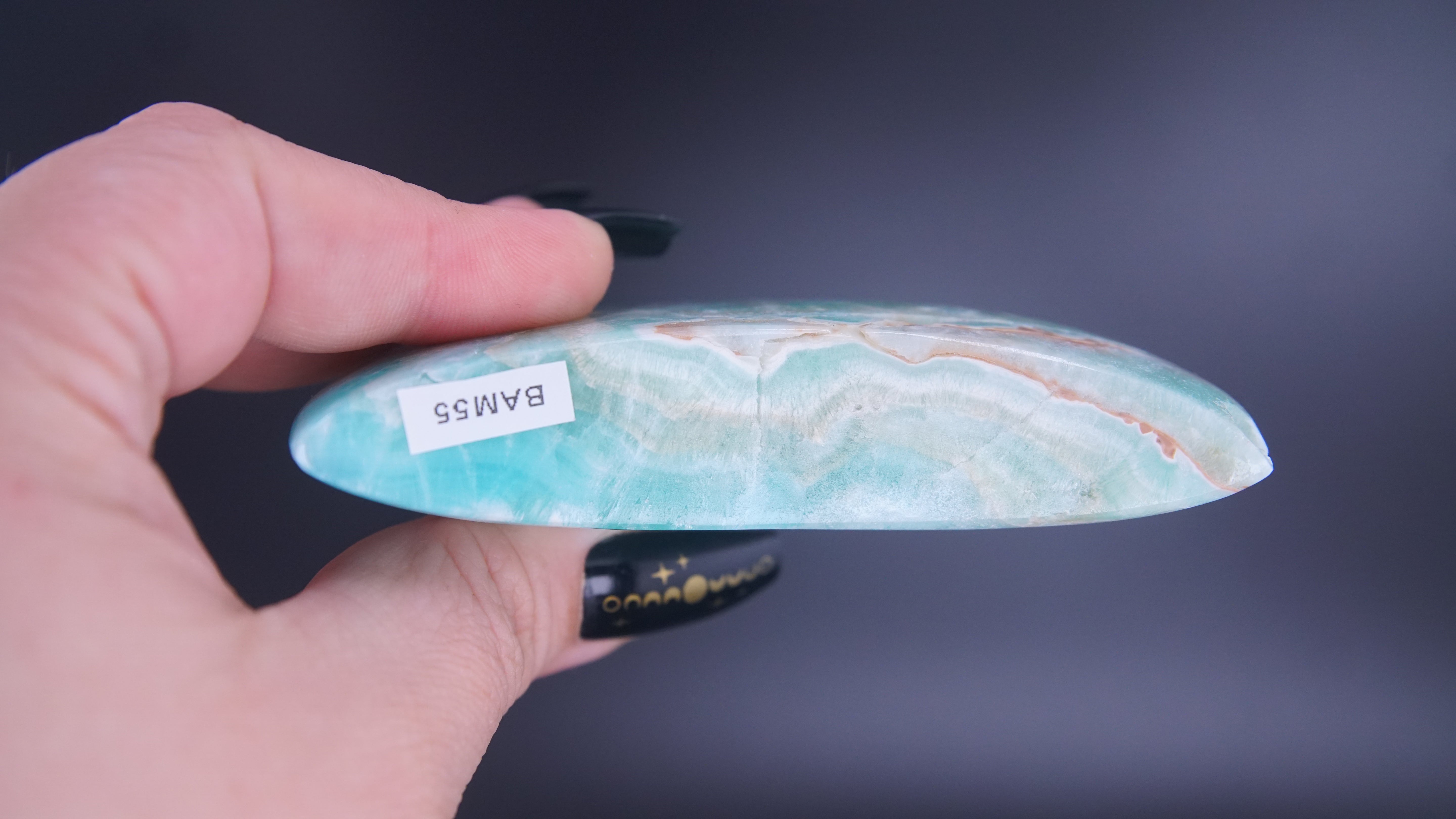 Blue Aragonite Calcite Moon From Pakistan