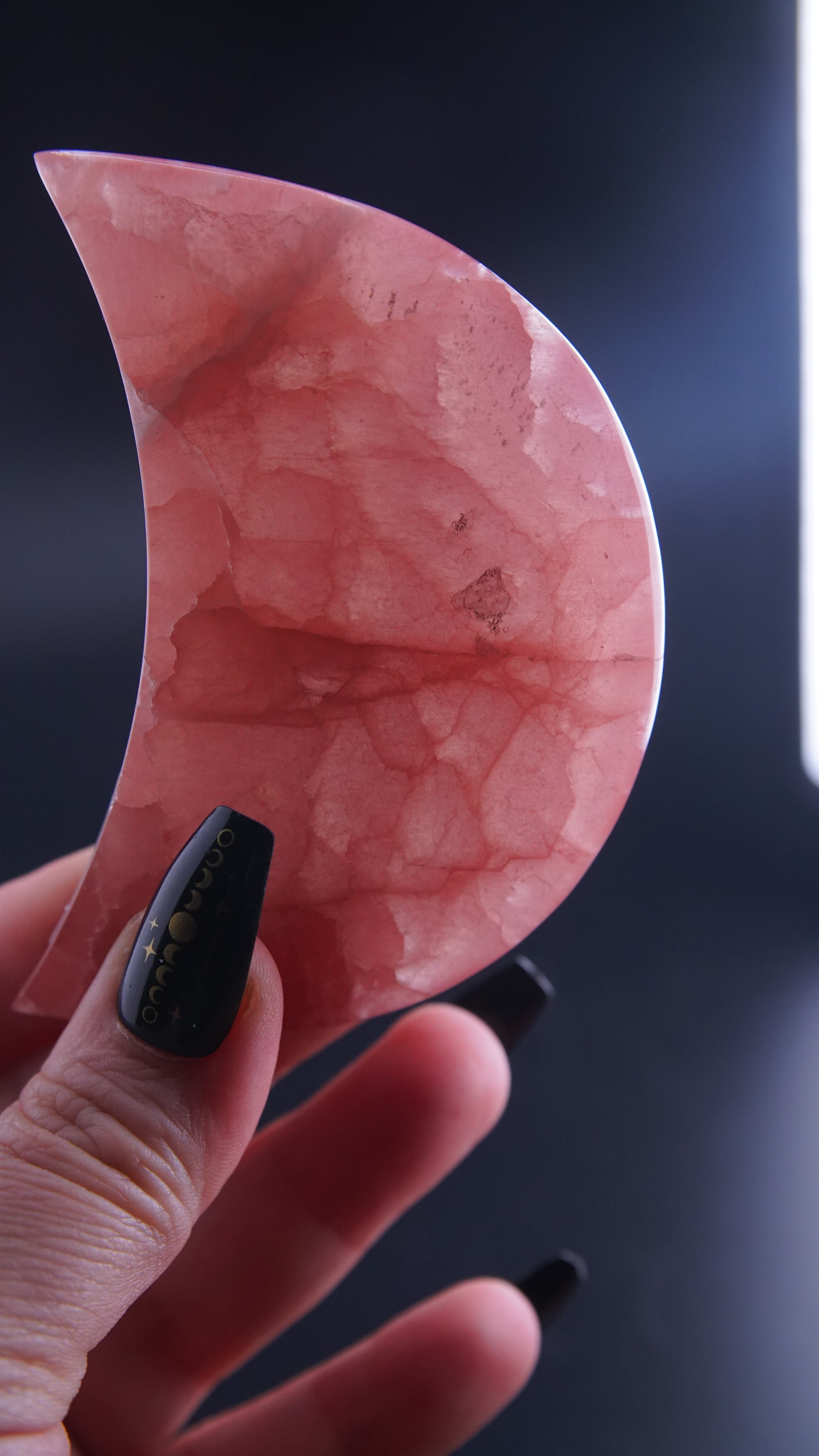 Rose Calcite Moon From Pakistan