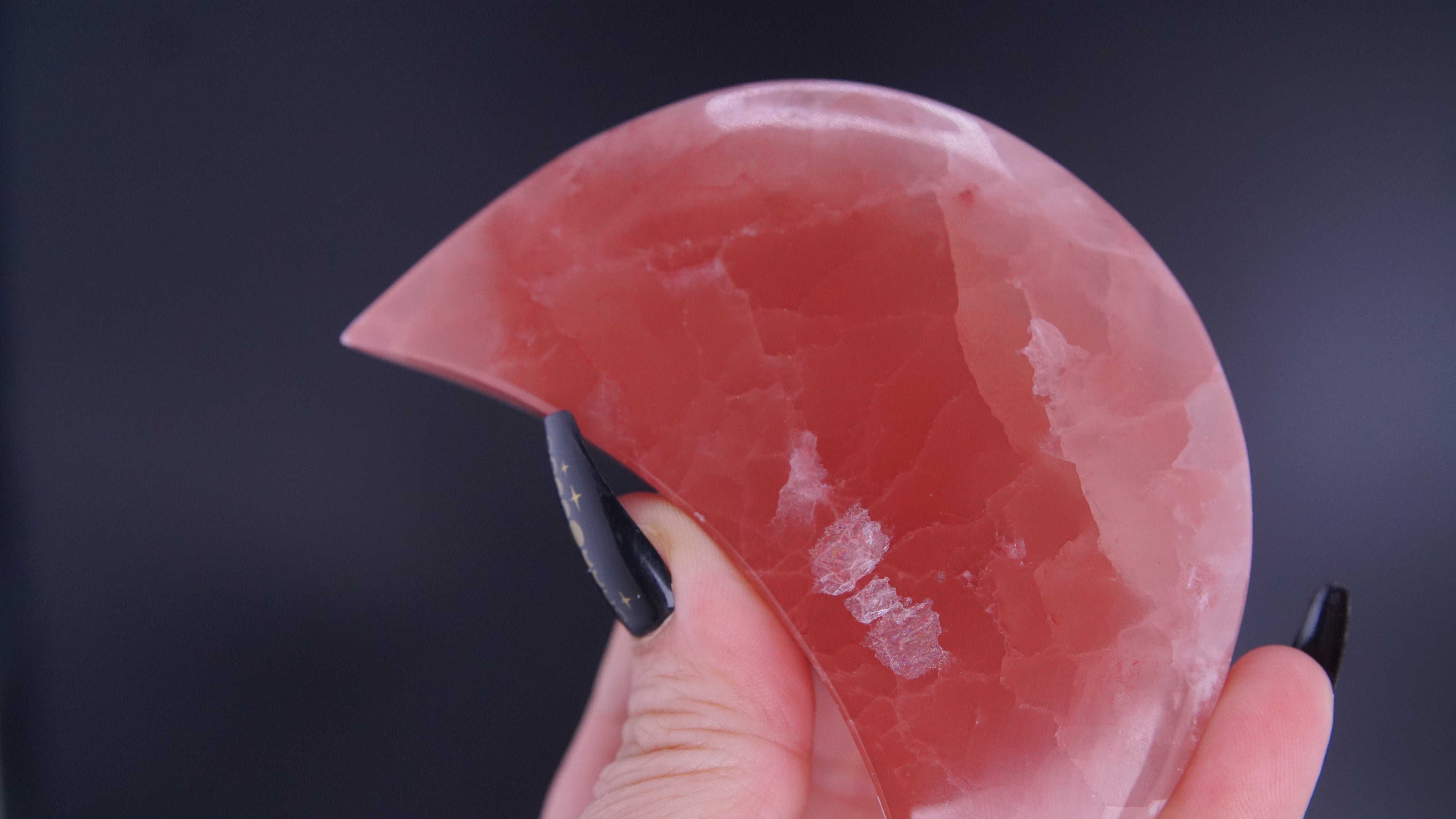 Rose Calcite Moon From Pakistan