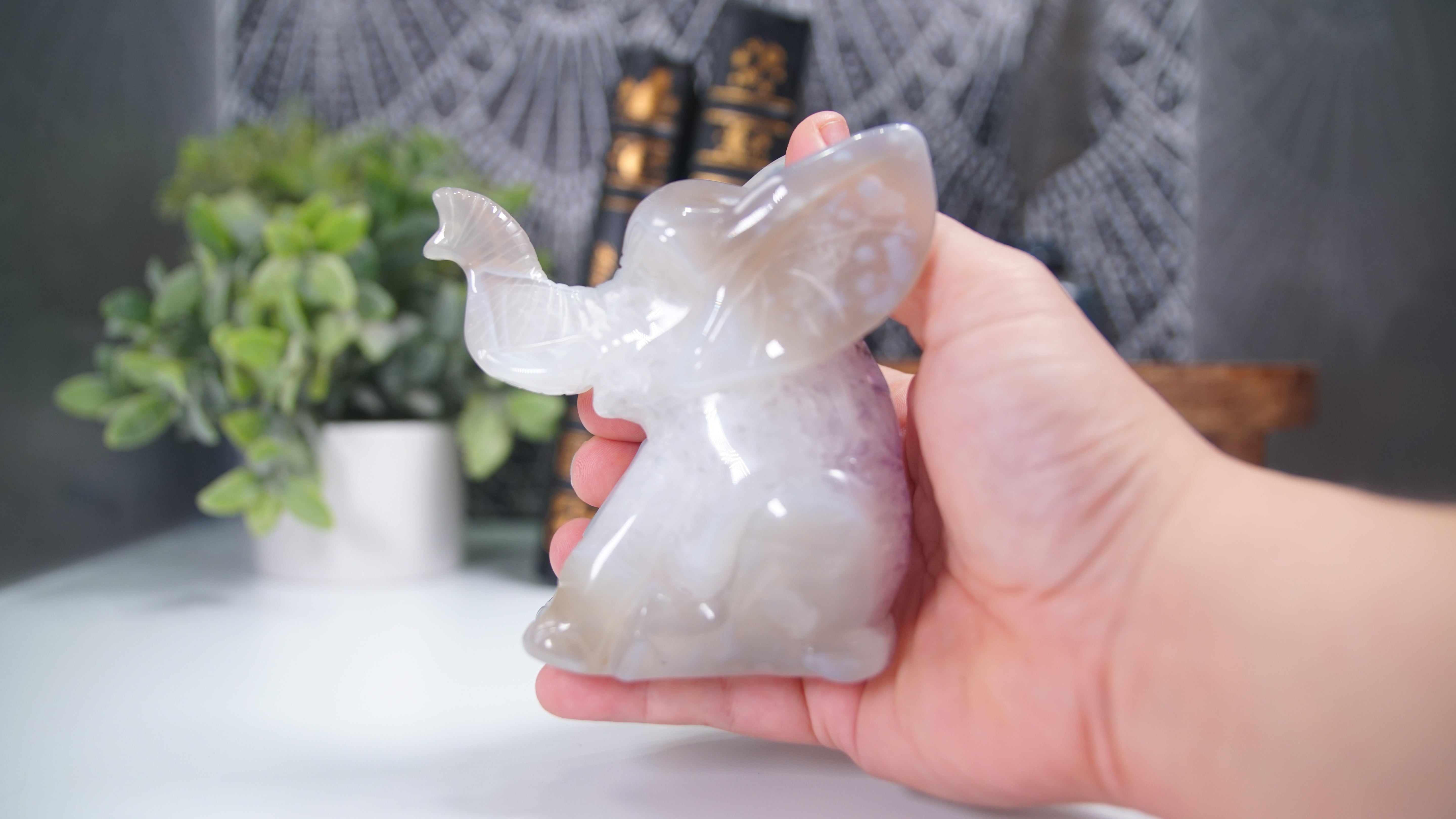 Druzy Agate Amethyst Sitting Elephant Boutique Carving