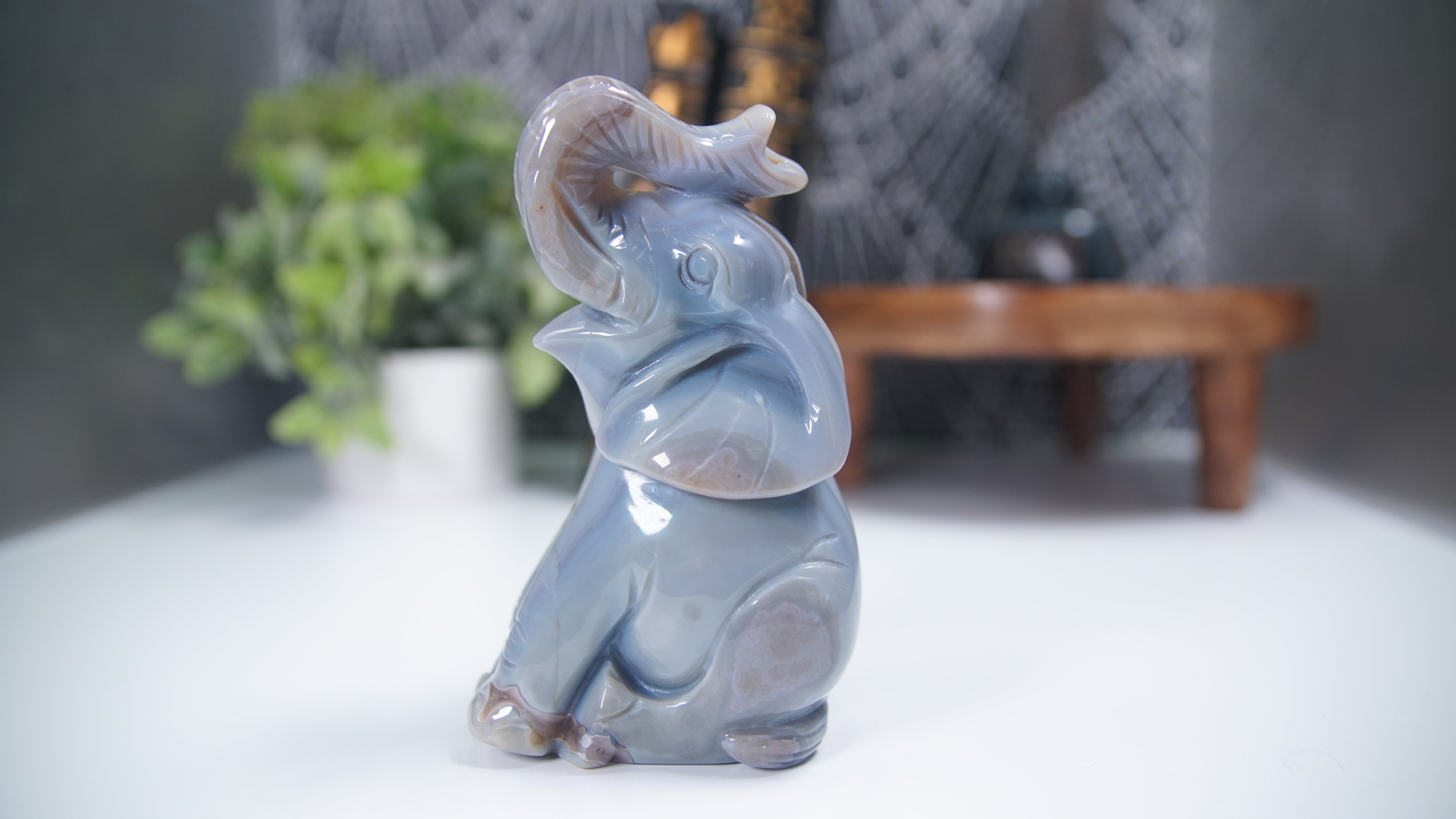 Druzy Agate Amethyst Sitting Elephant Boutique Carving