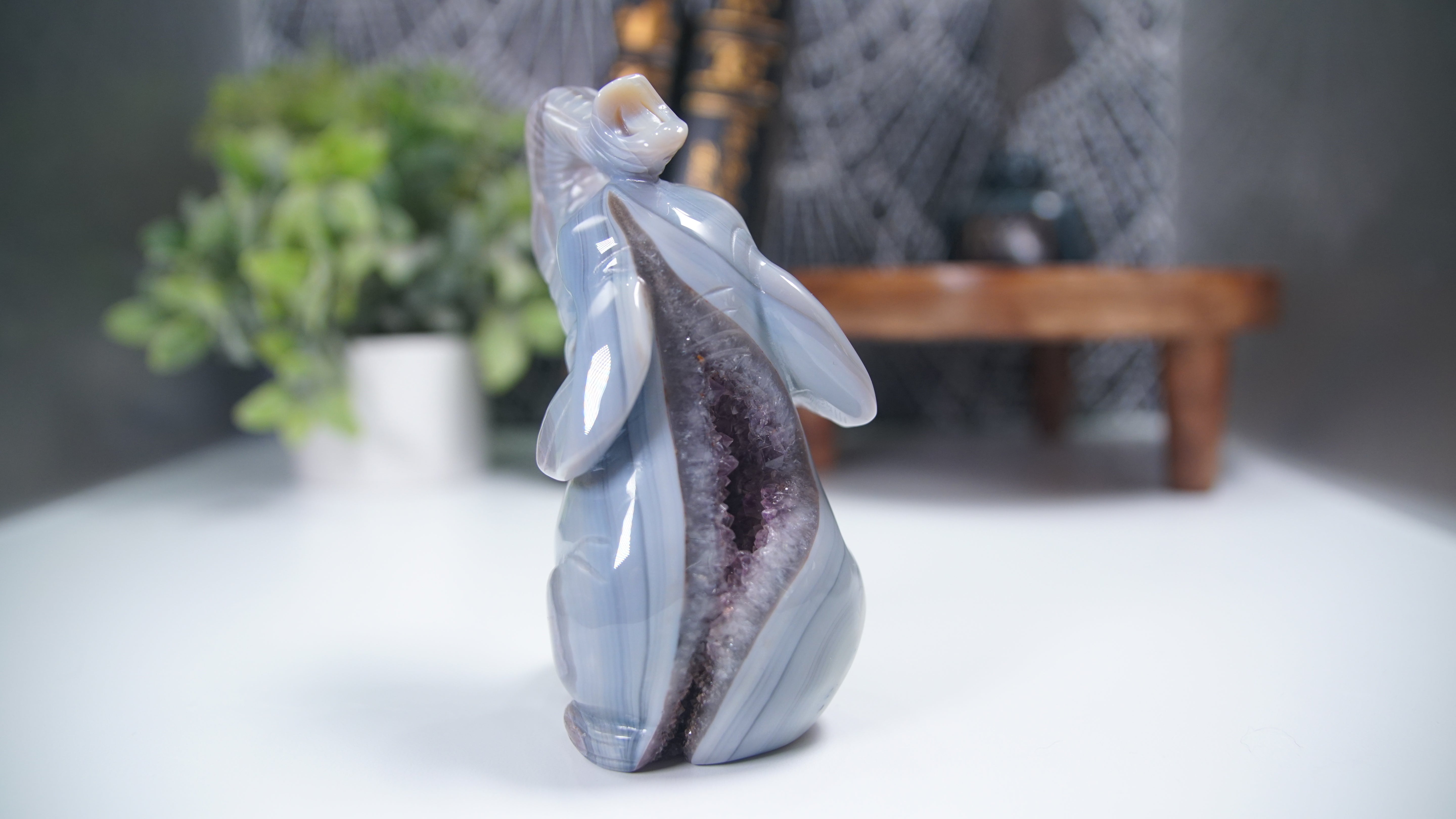 Druzy Agate Amethyst Sitting Elephant Boutique Carving