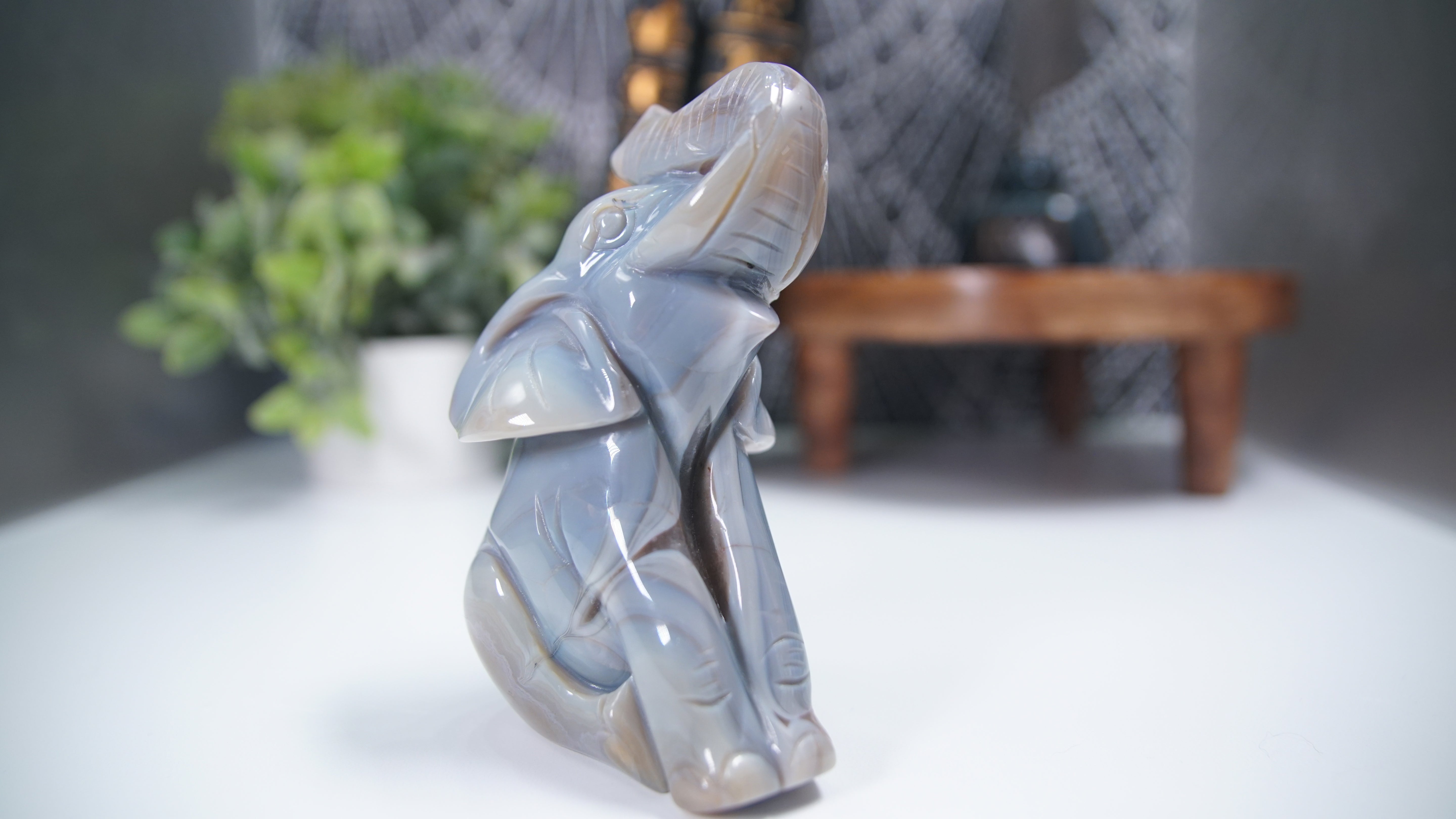 Druzy Agate Amethyst Sitting Elephant Boutique Carving