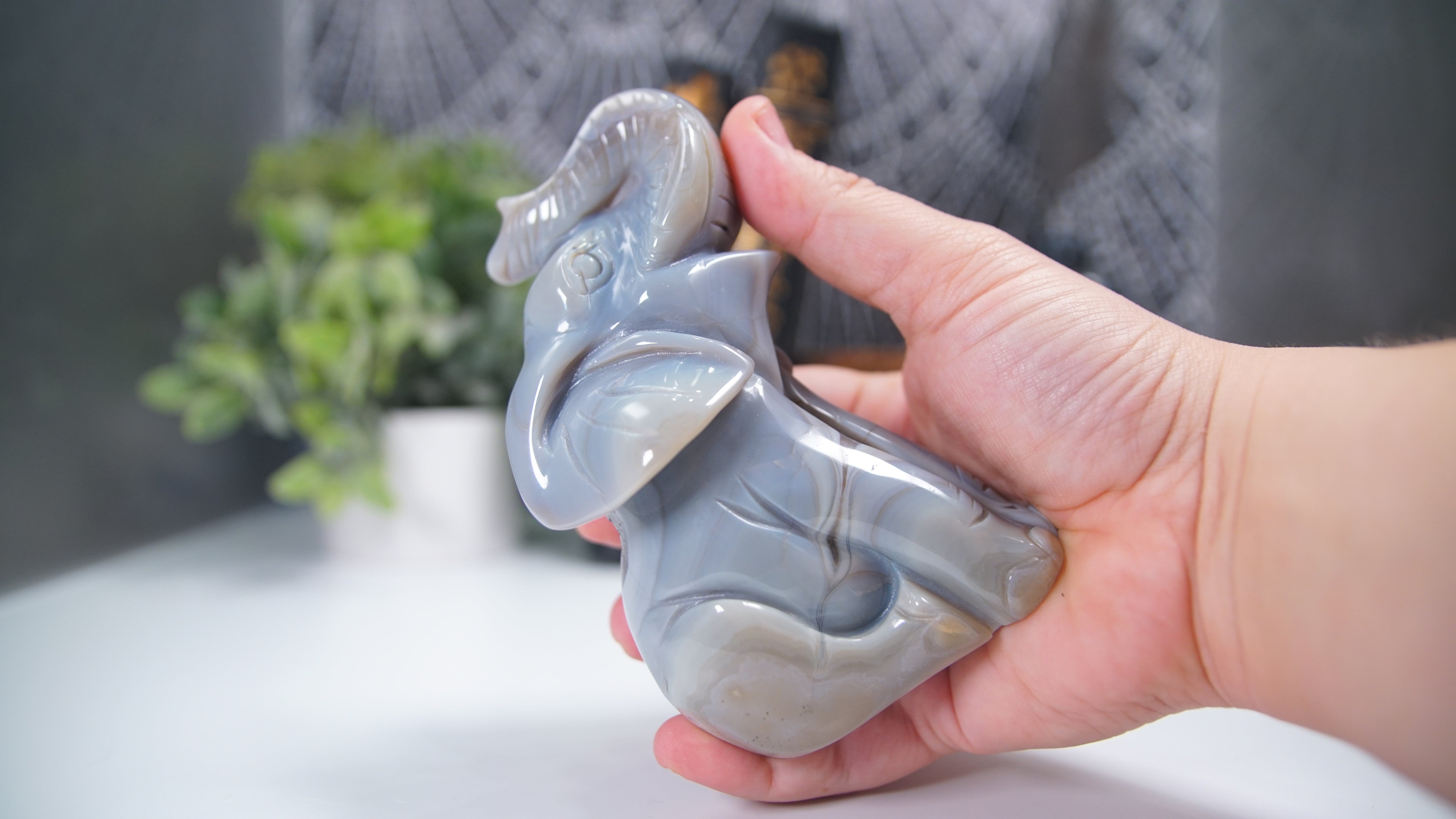 Druzy Agate Amethyst Sitting Elephant Boutique Carving