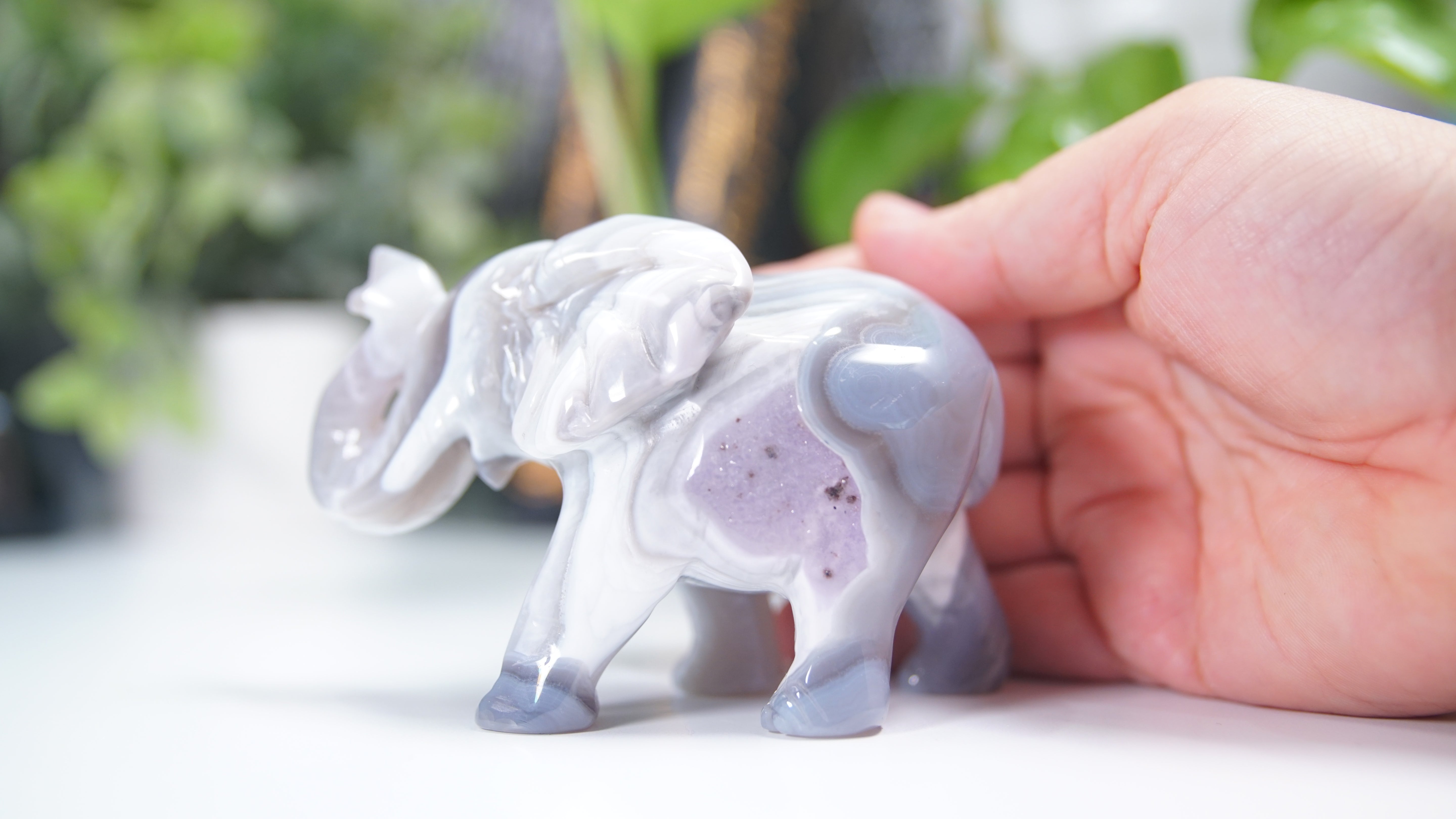 Druzy Agate Elephant Boutique Carving