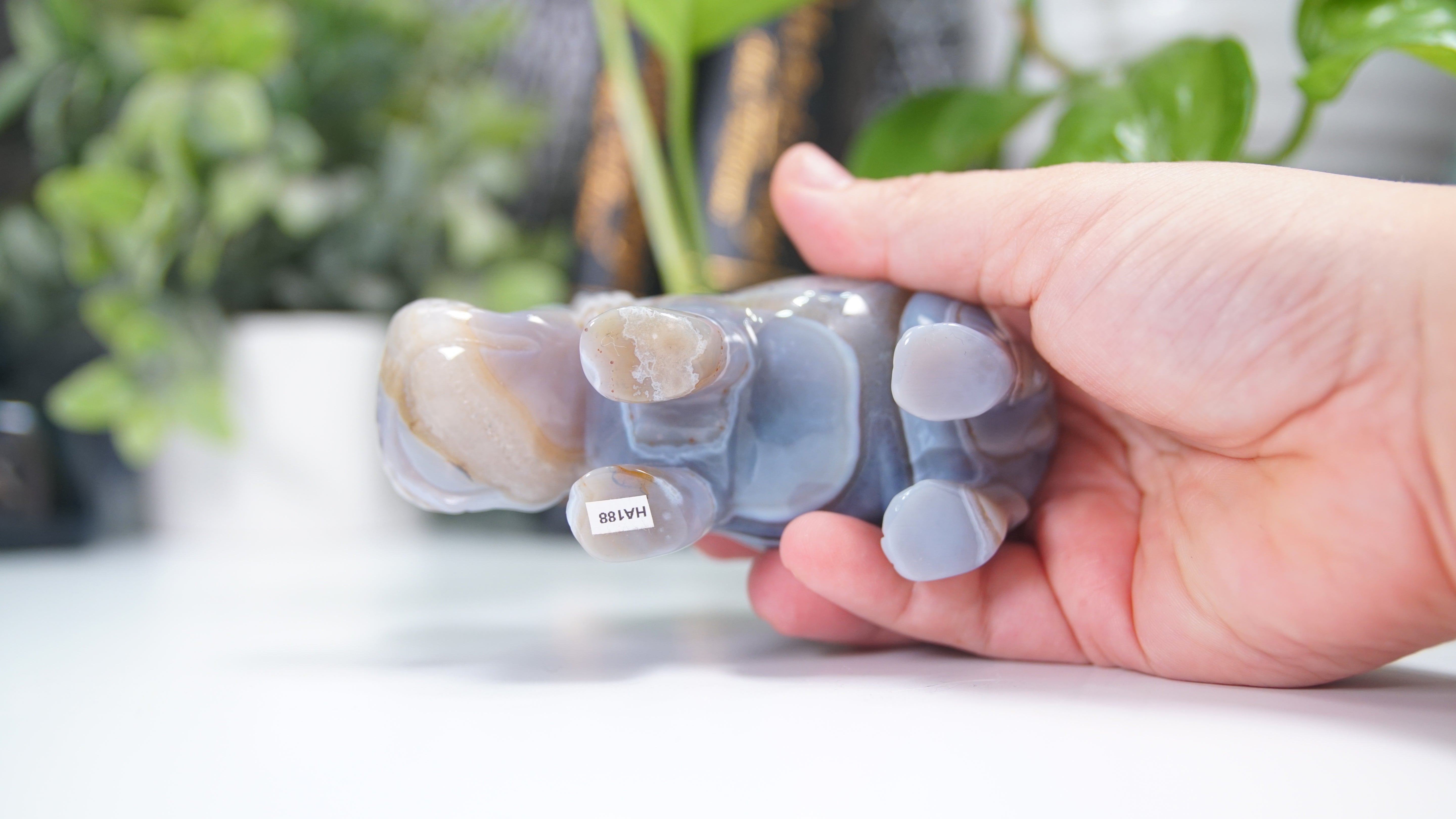 Druzy Agate Hippo Boutique Carving
