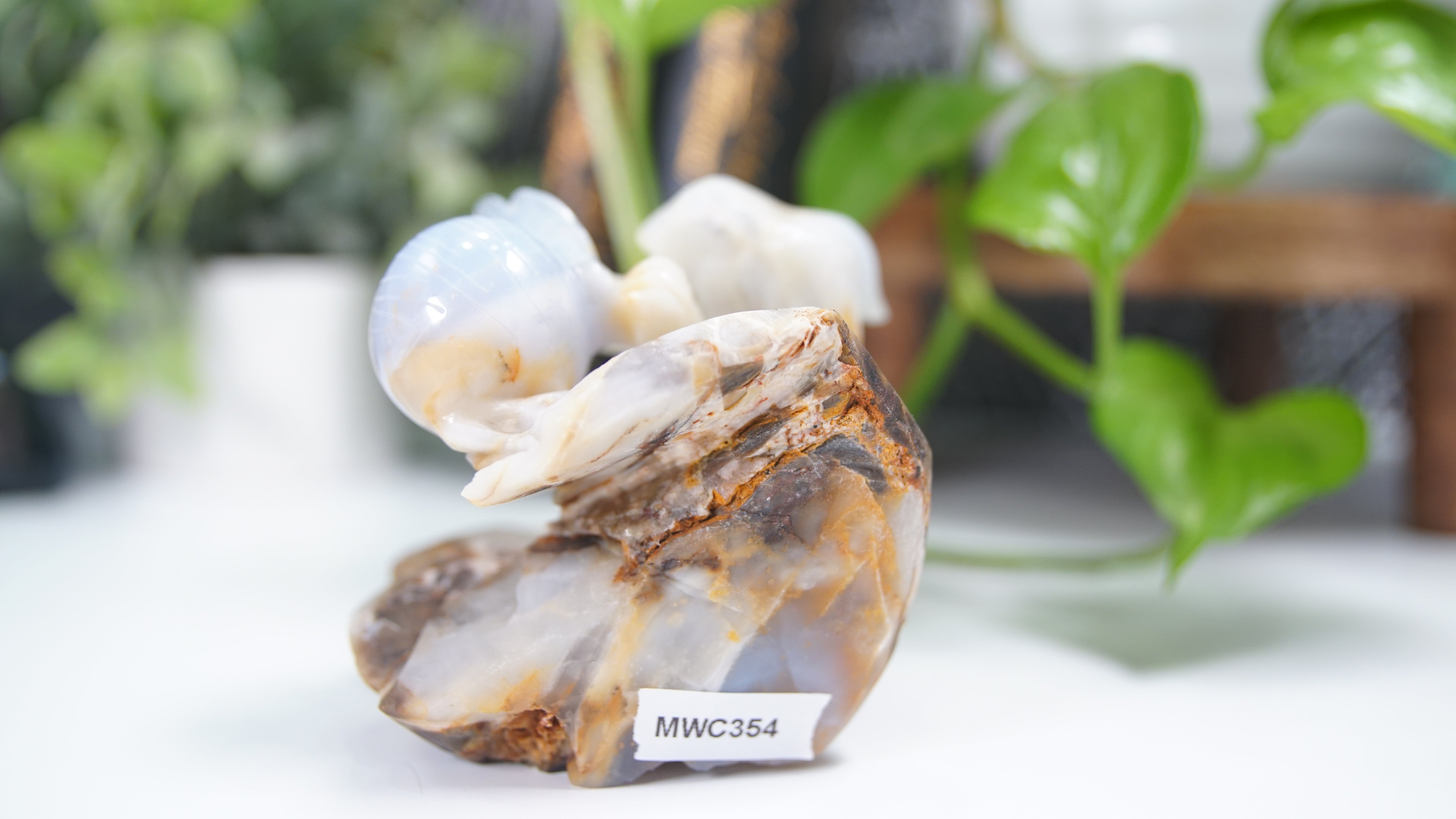 Master Carving - Blue Chalcedony Master Wu Carving - Bunny With Radish