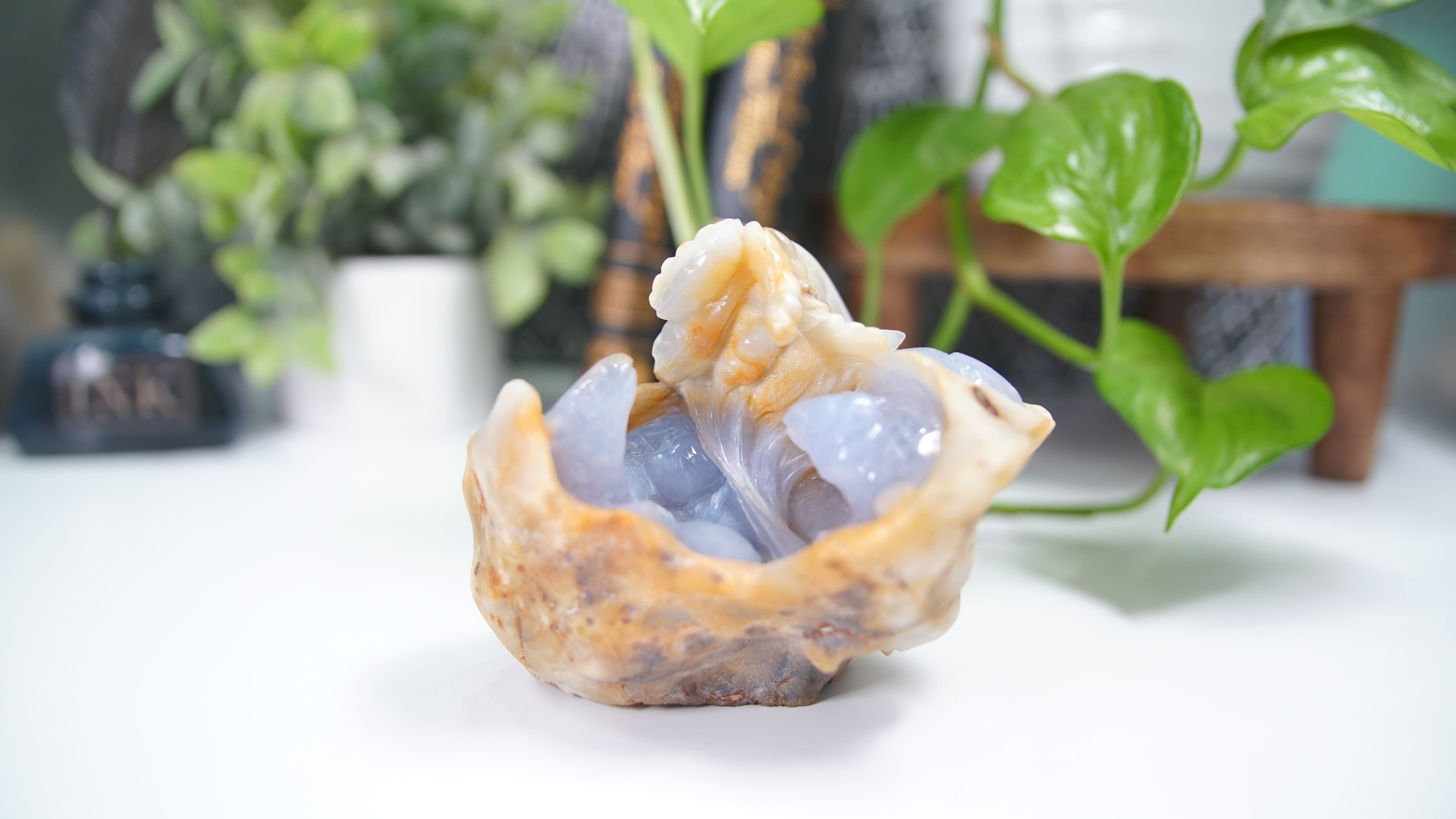 Master Carving - Blue Chalcedony Master Wu Carving - Mice In Burrow