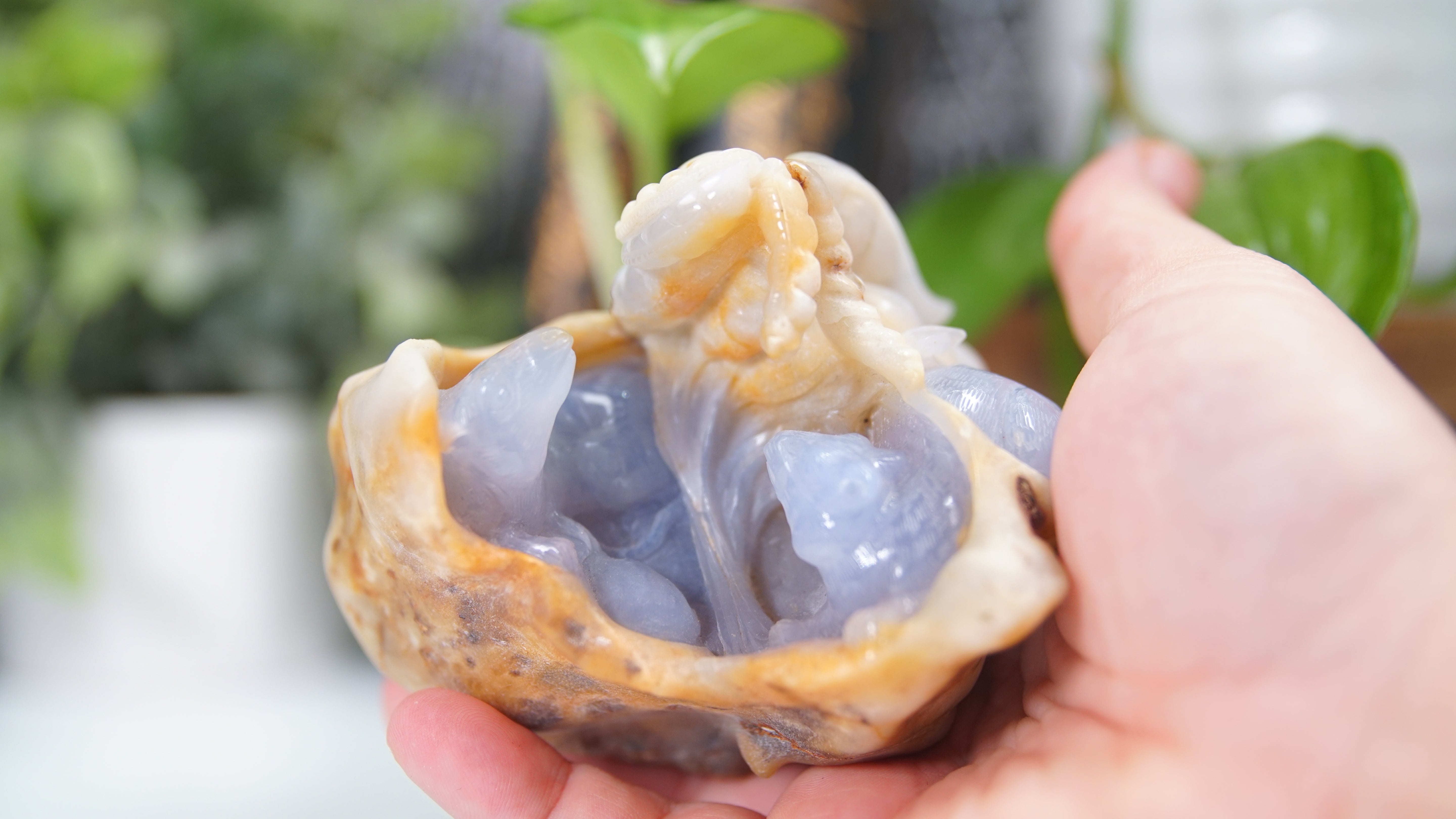Master Carving - Blue Chalcedony Master Wu Carving - Mice In Burrow