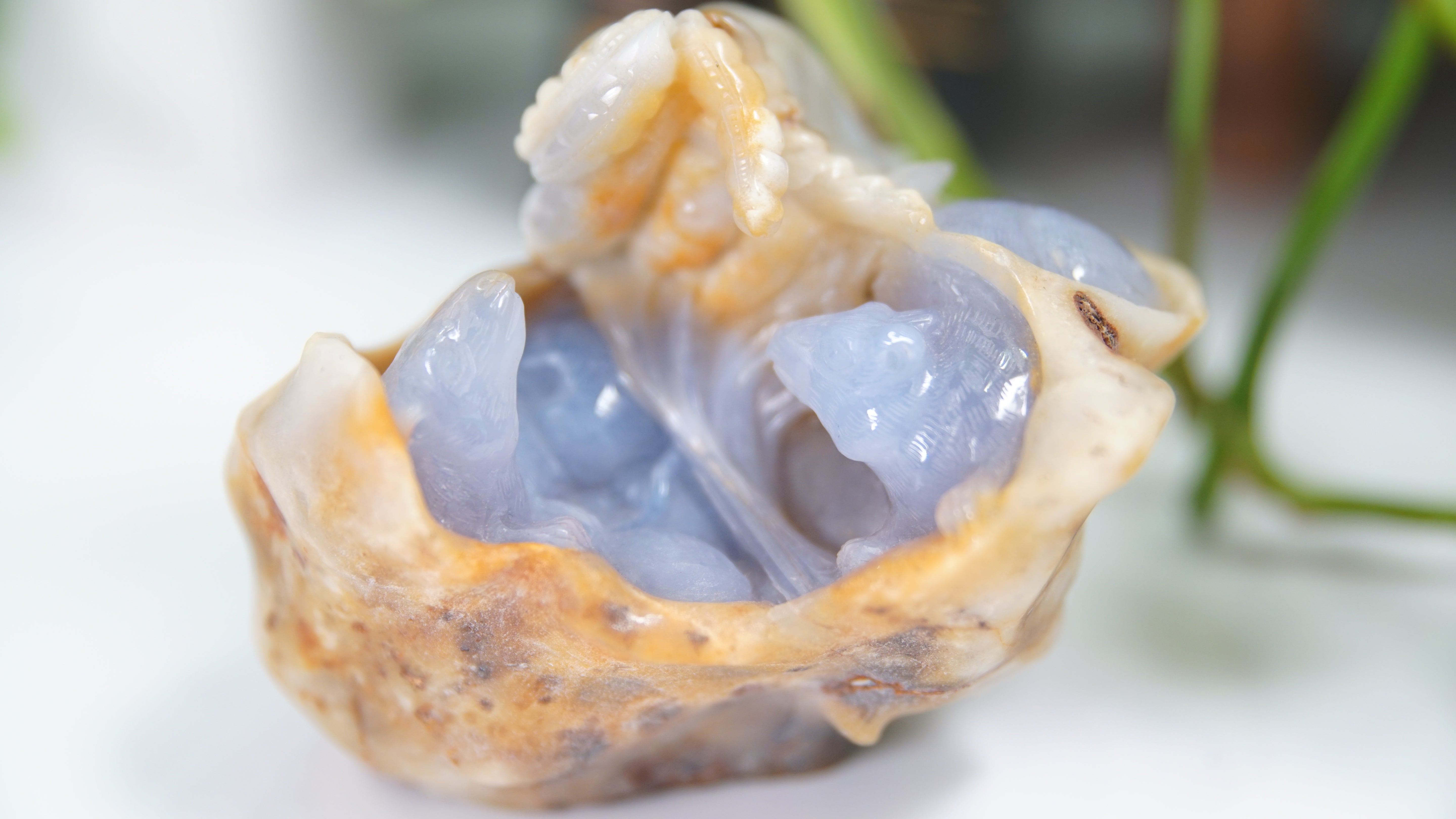 Master Carving - Blue Chalcedony Master Wu Carving - Mice In Burrow