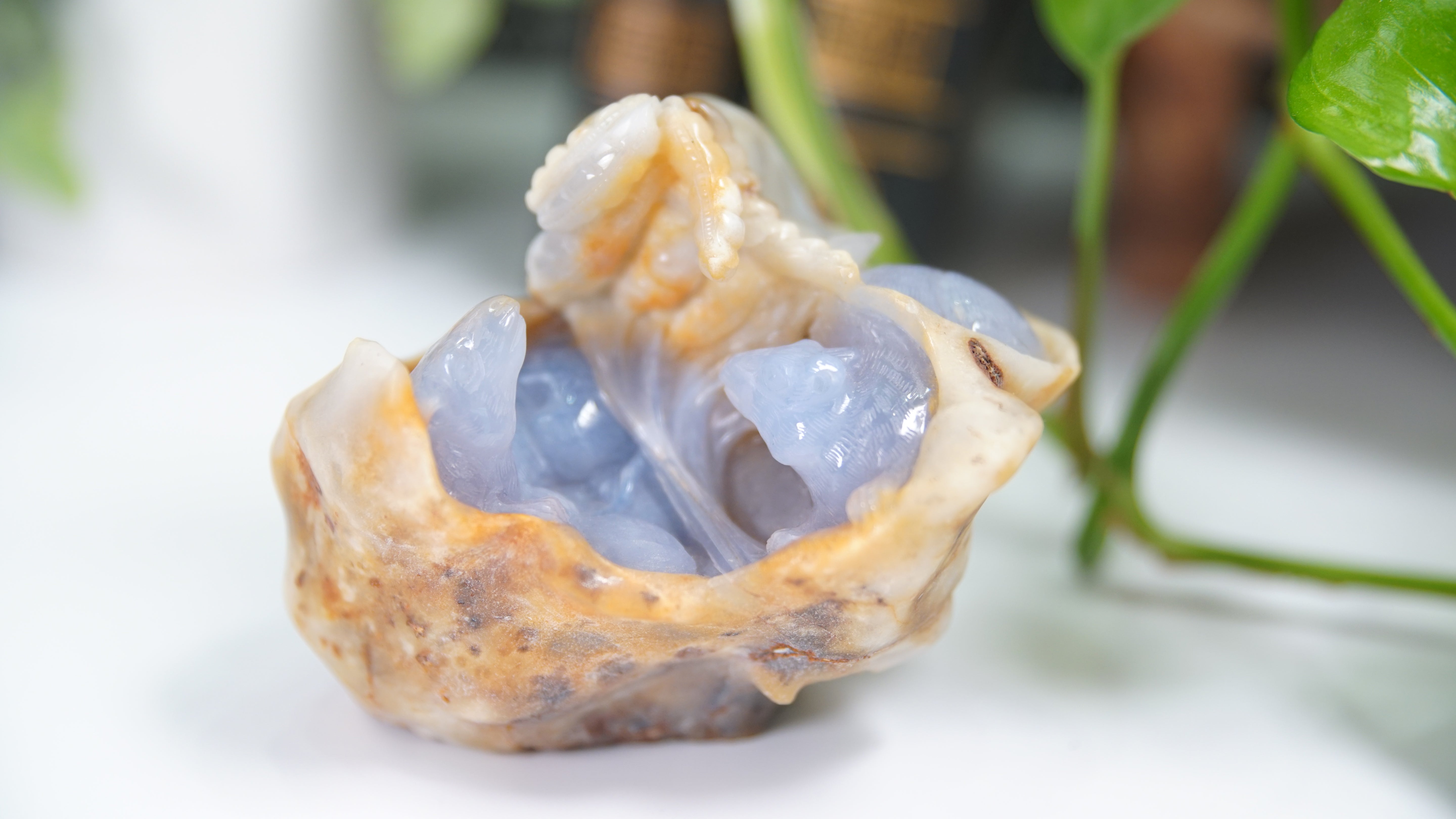 Master Carving - Blue Chalcedony Master Wu Carving - Mice In Burrow