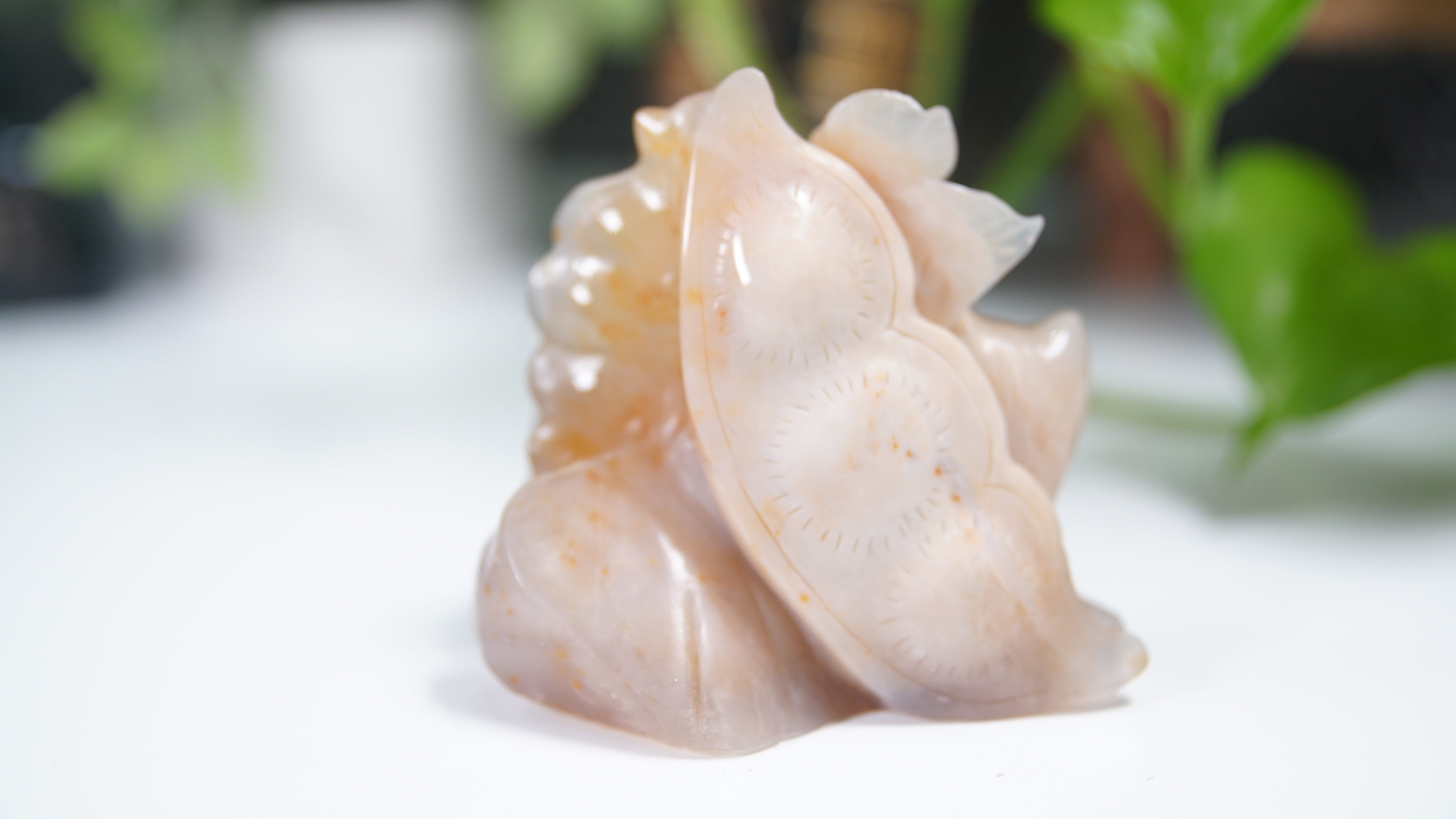 Master Carving - Blue Chalcedony Master Wu Carving - Sleepy Cat