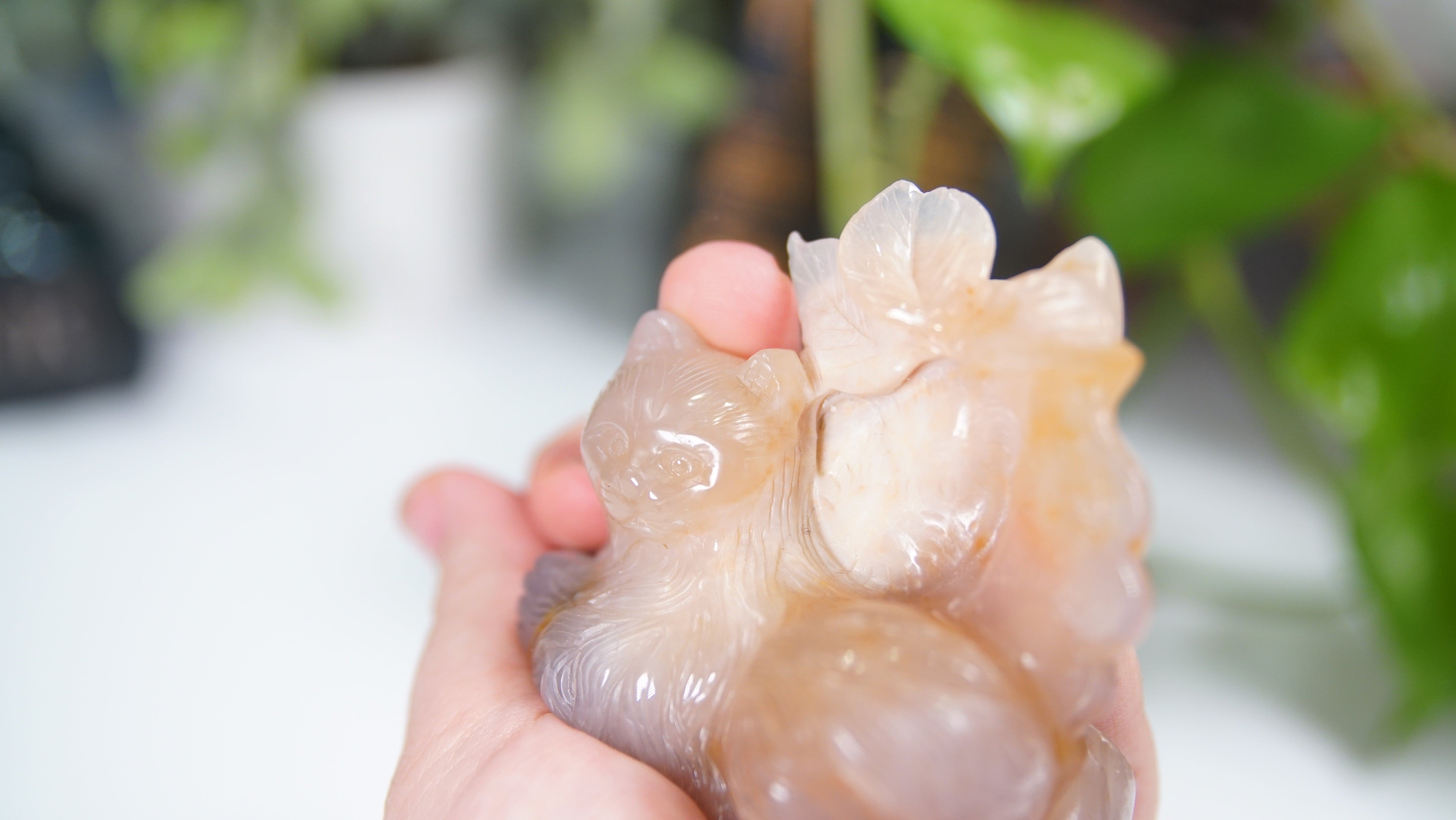 Master Carving - Blue Chalcedony Master Wu Carving - Sleepy Cat