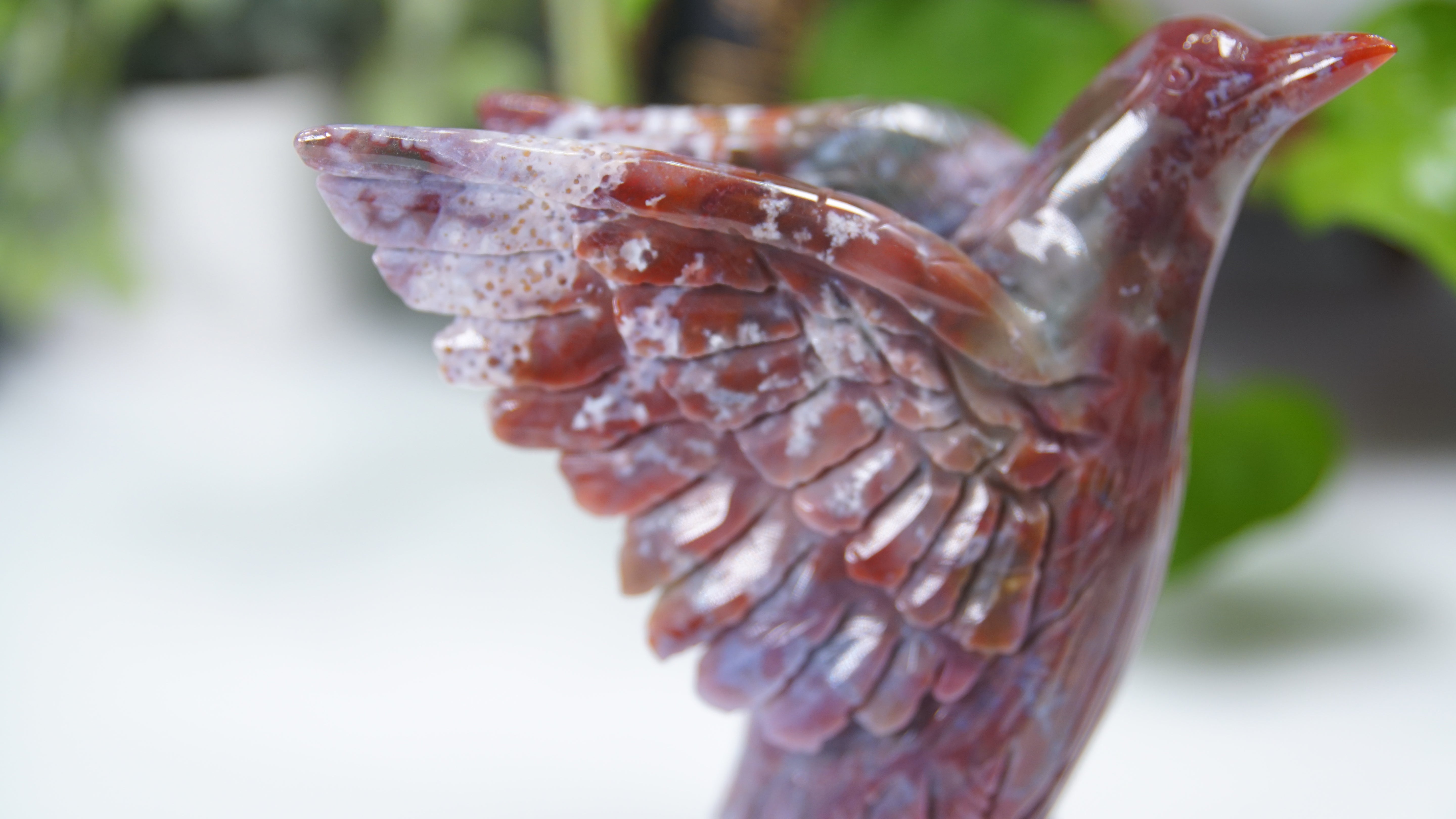 Red Ocean Jasper Boutique Hummingbird Carving