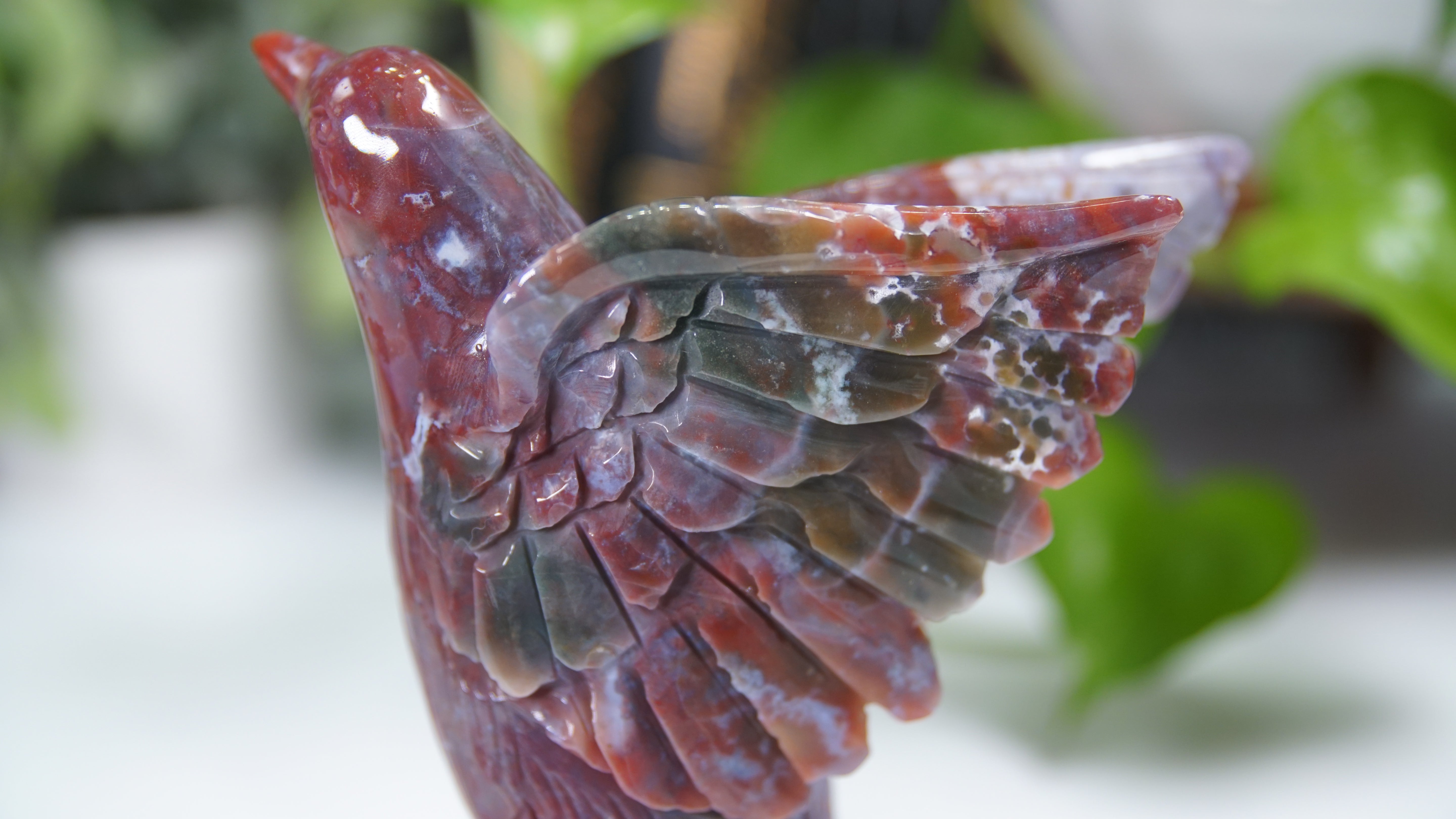 Red Ocean Jasper Boutique Hummingbird Carving
