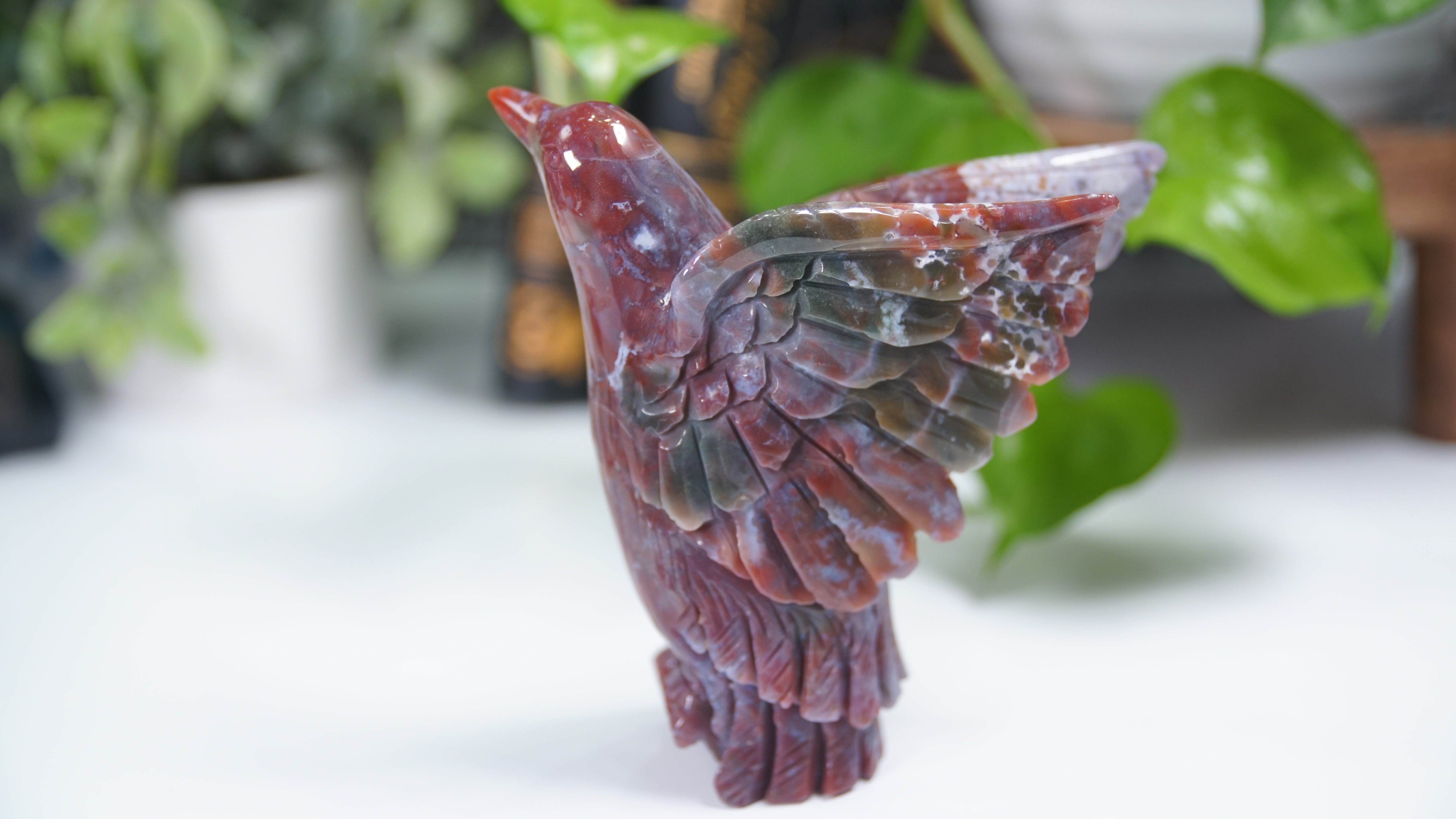 Red Ocean Jasper Boutique Hummingbird Carving