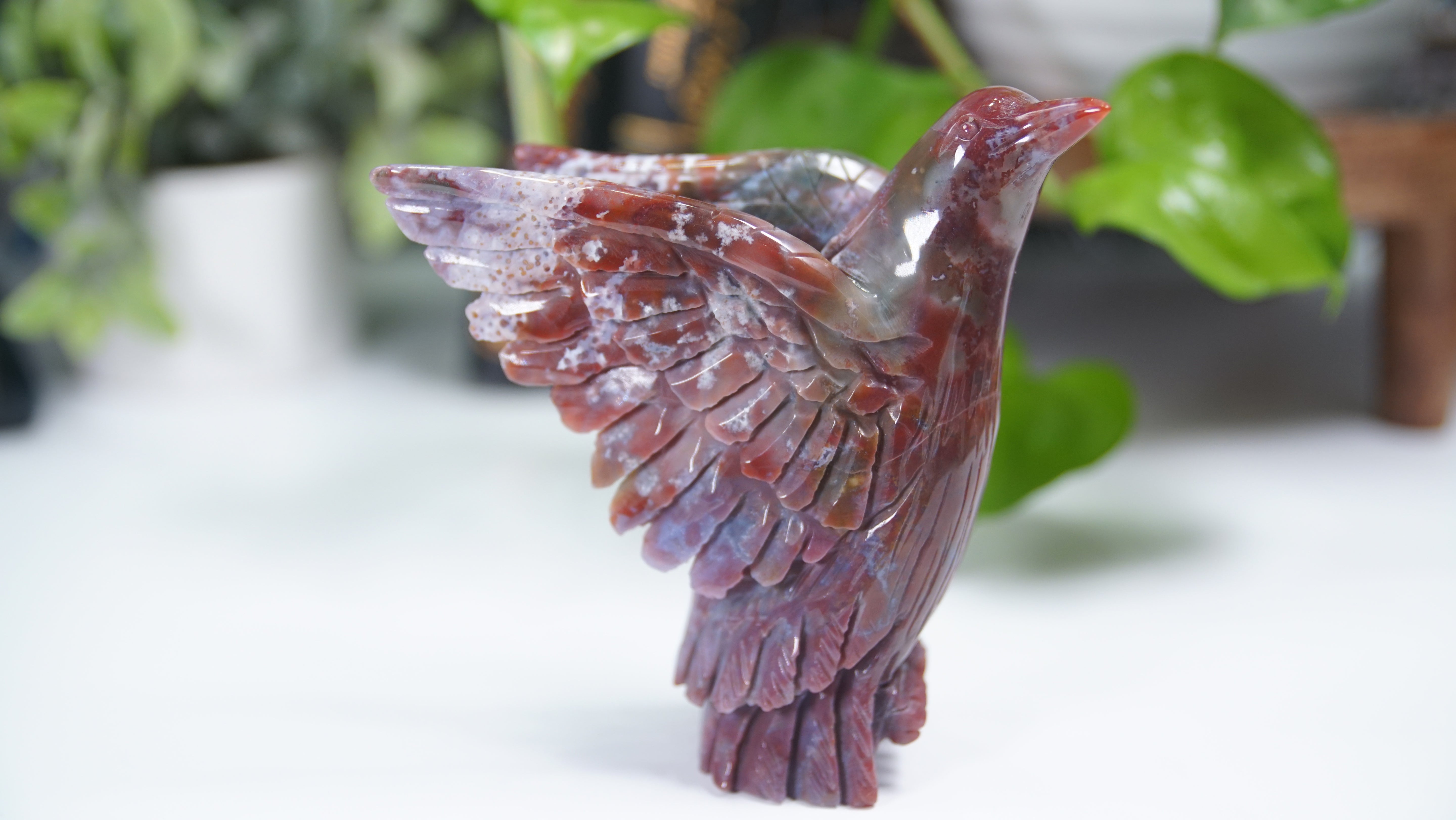 Red Ocean Jasper Boutique Hummingbird Carving