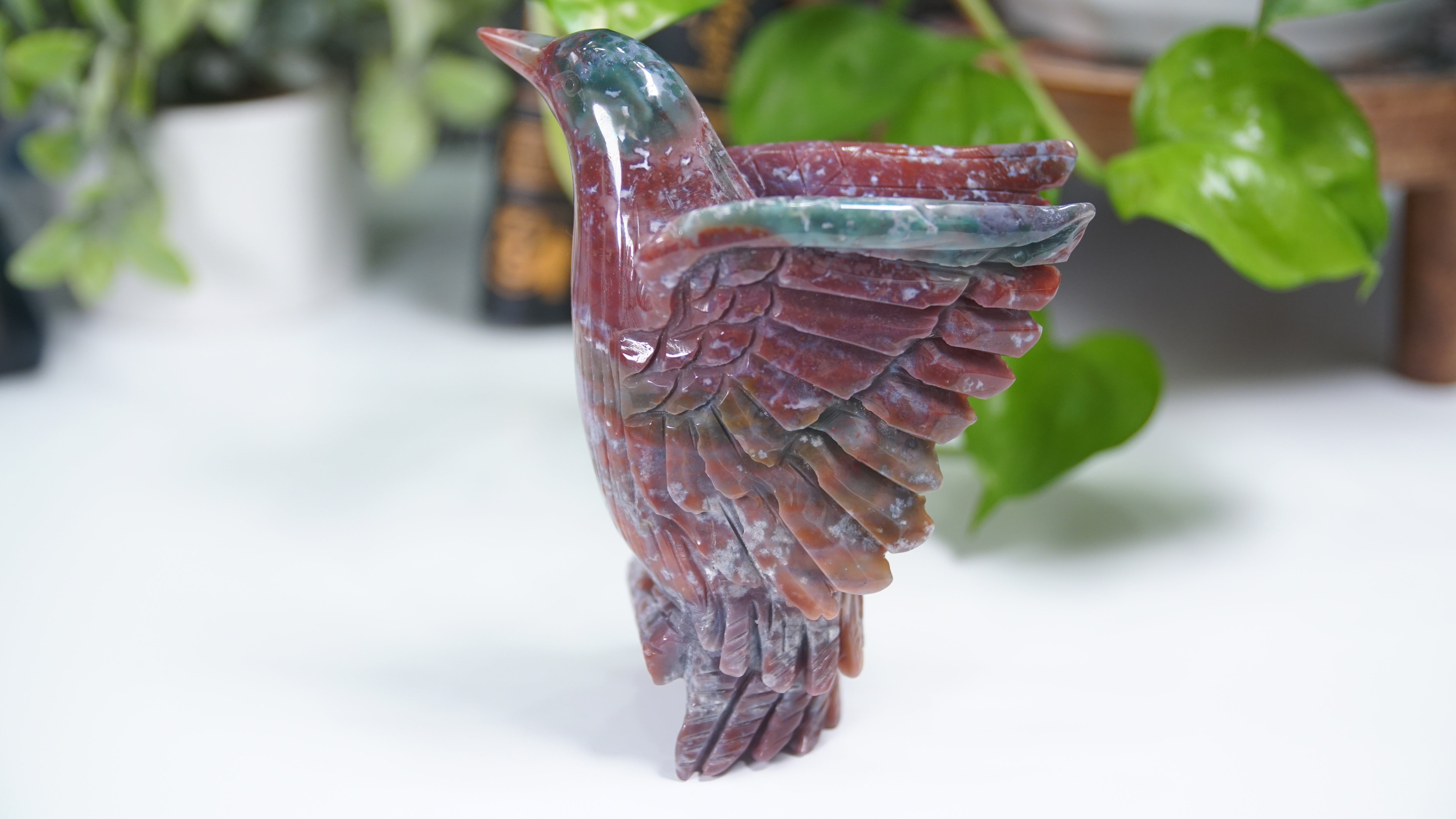 Red Ocean Jasper Boutique Hummingbird Carving