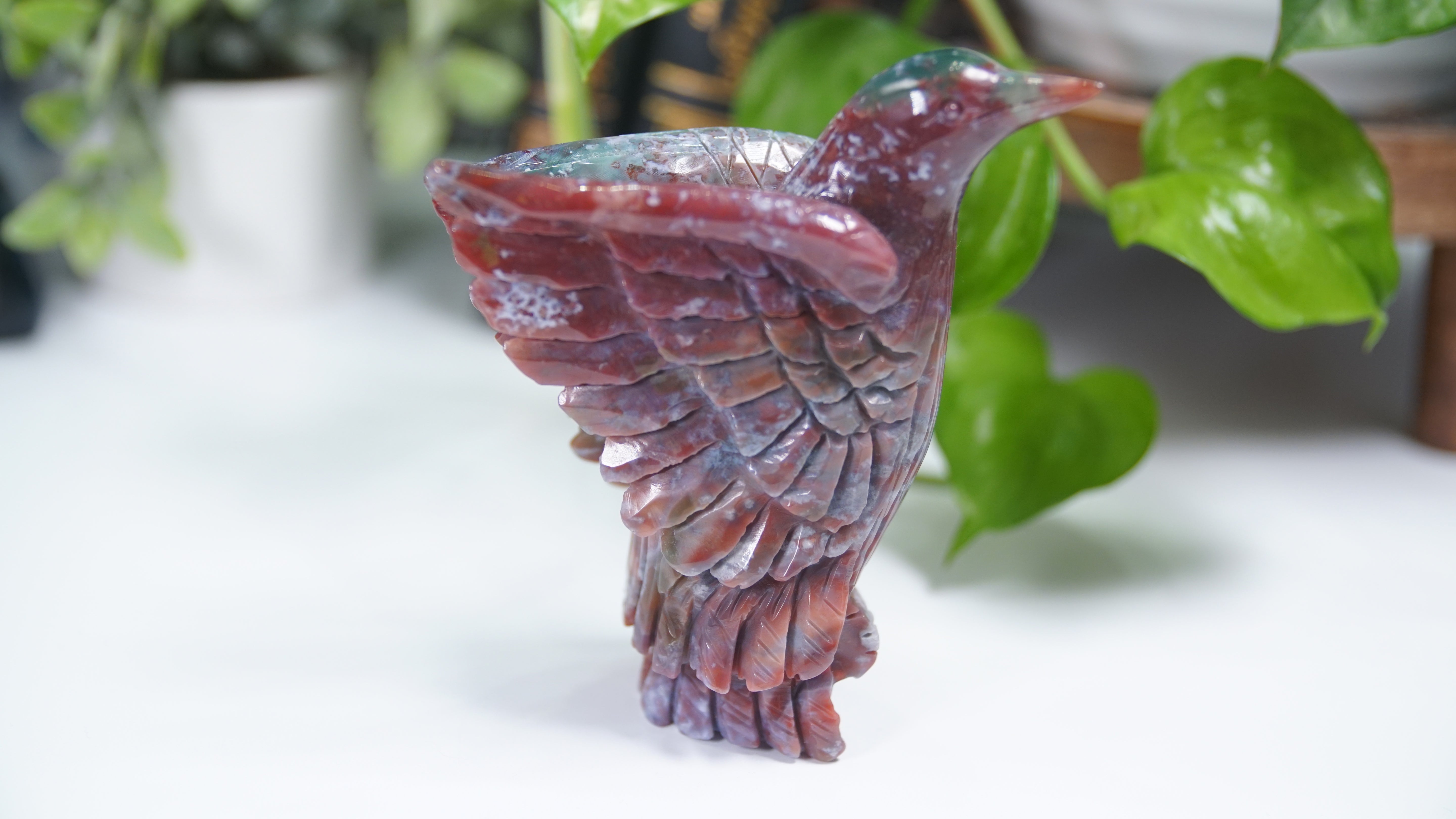 Red Ocean Jasper Boutique Hummingbird Carving