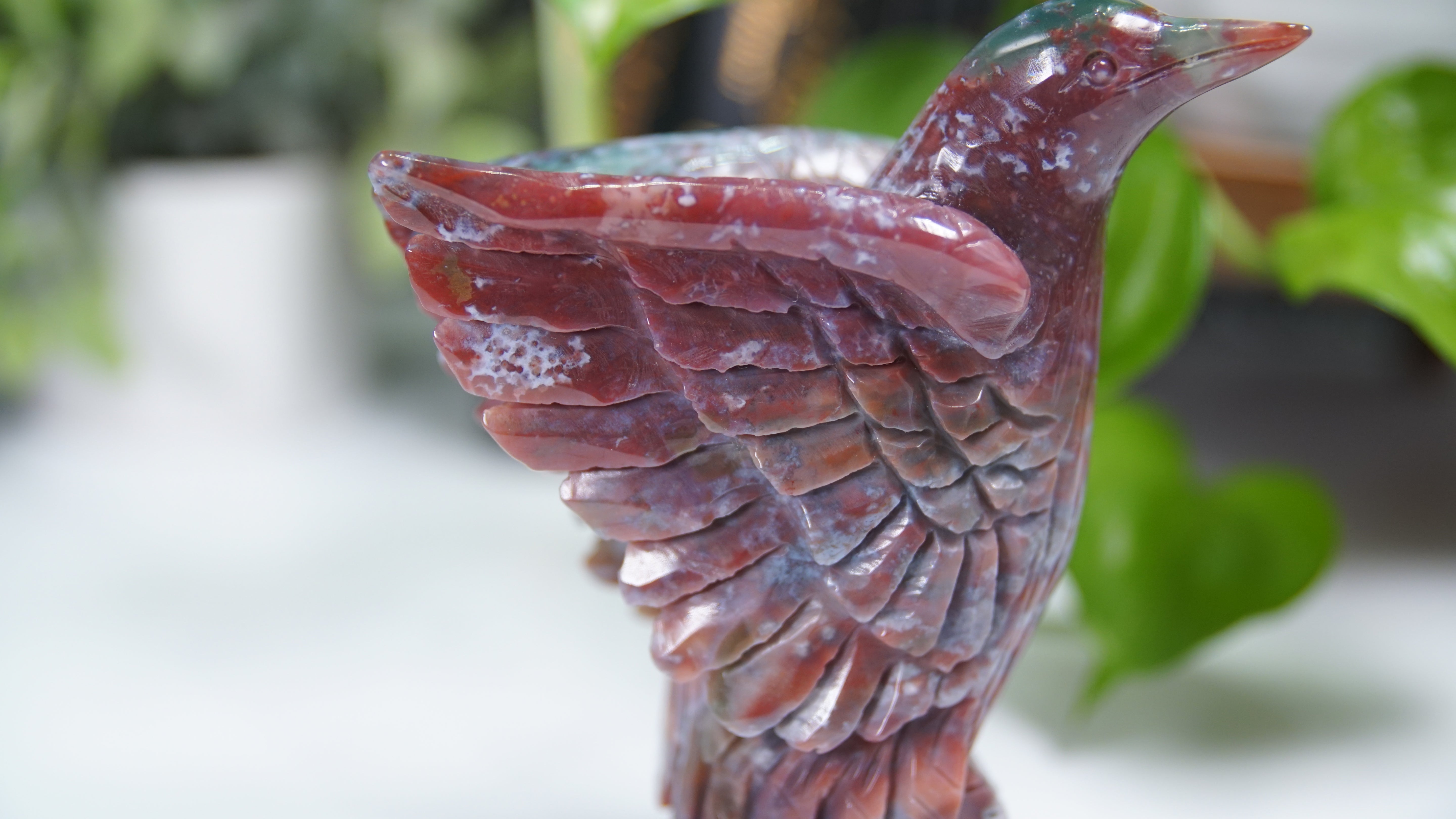 Red Ocean Jasper Boutique Hummingbird Carving