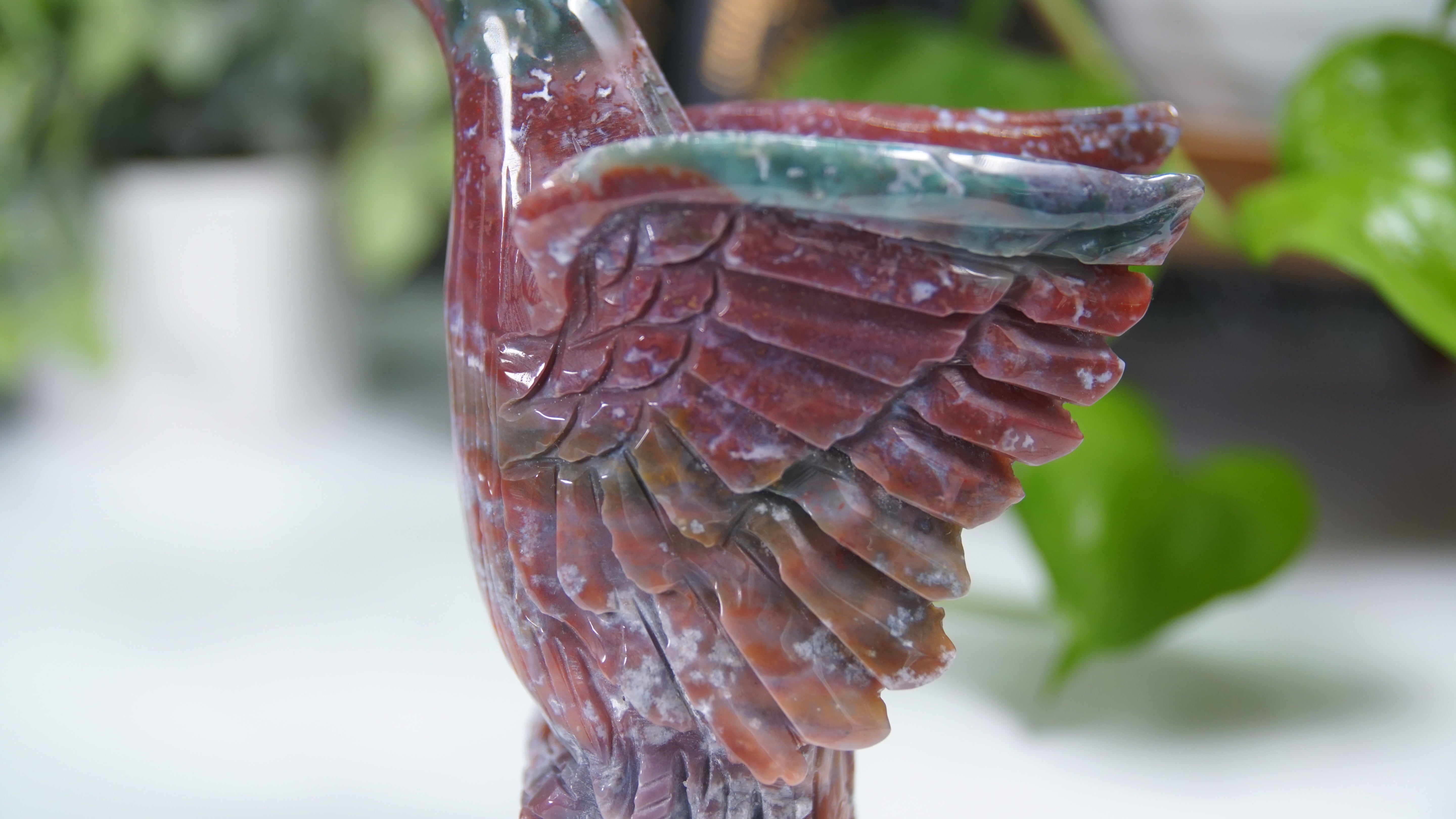 Red Ocean Jasper Boutique Hummingbird Carving