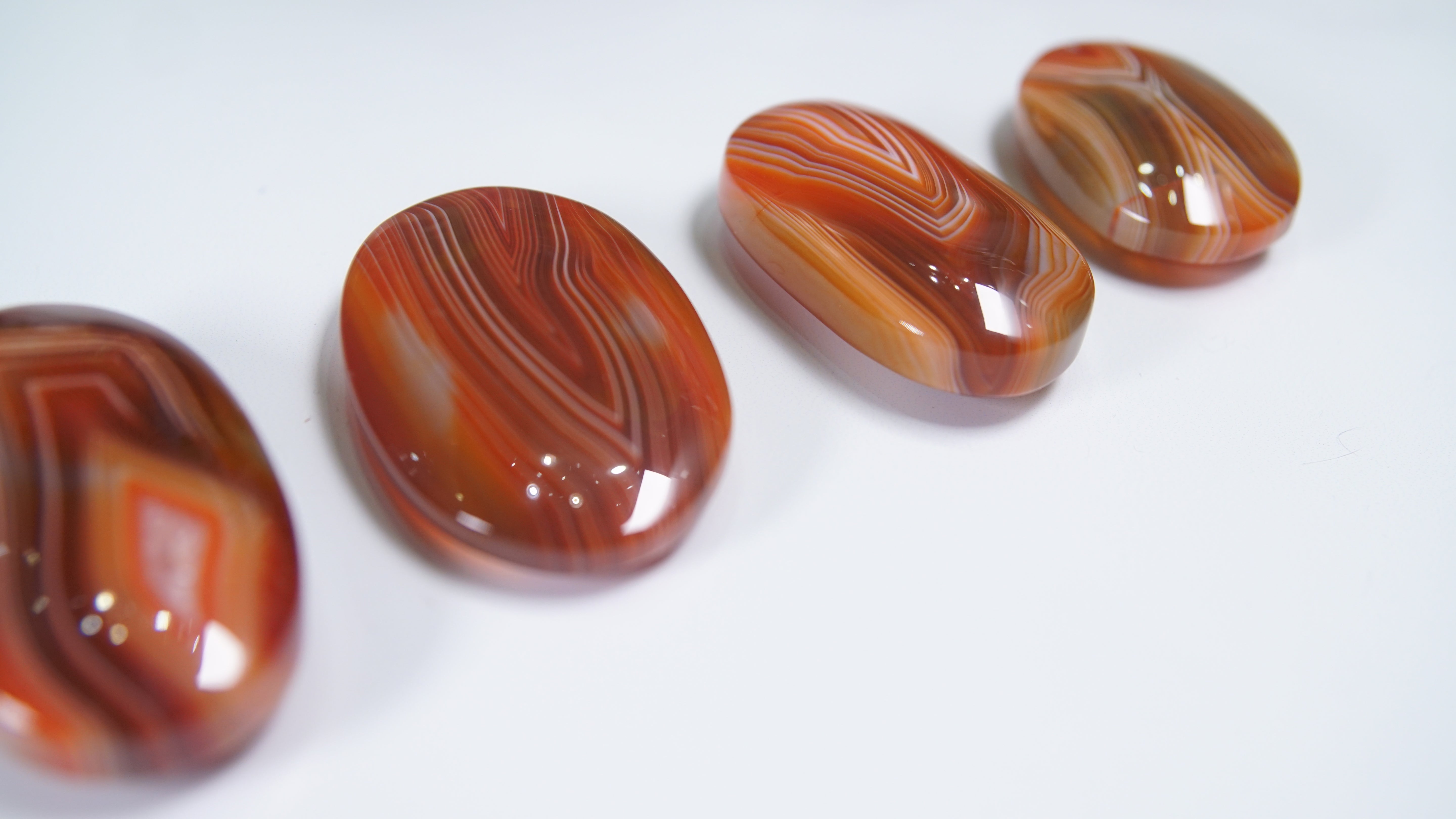 Red Banded Carnelian Agate Palm Stones - Intuitively Selected