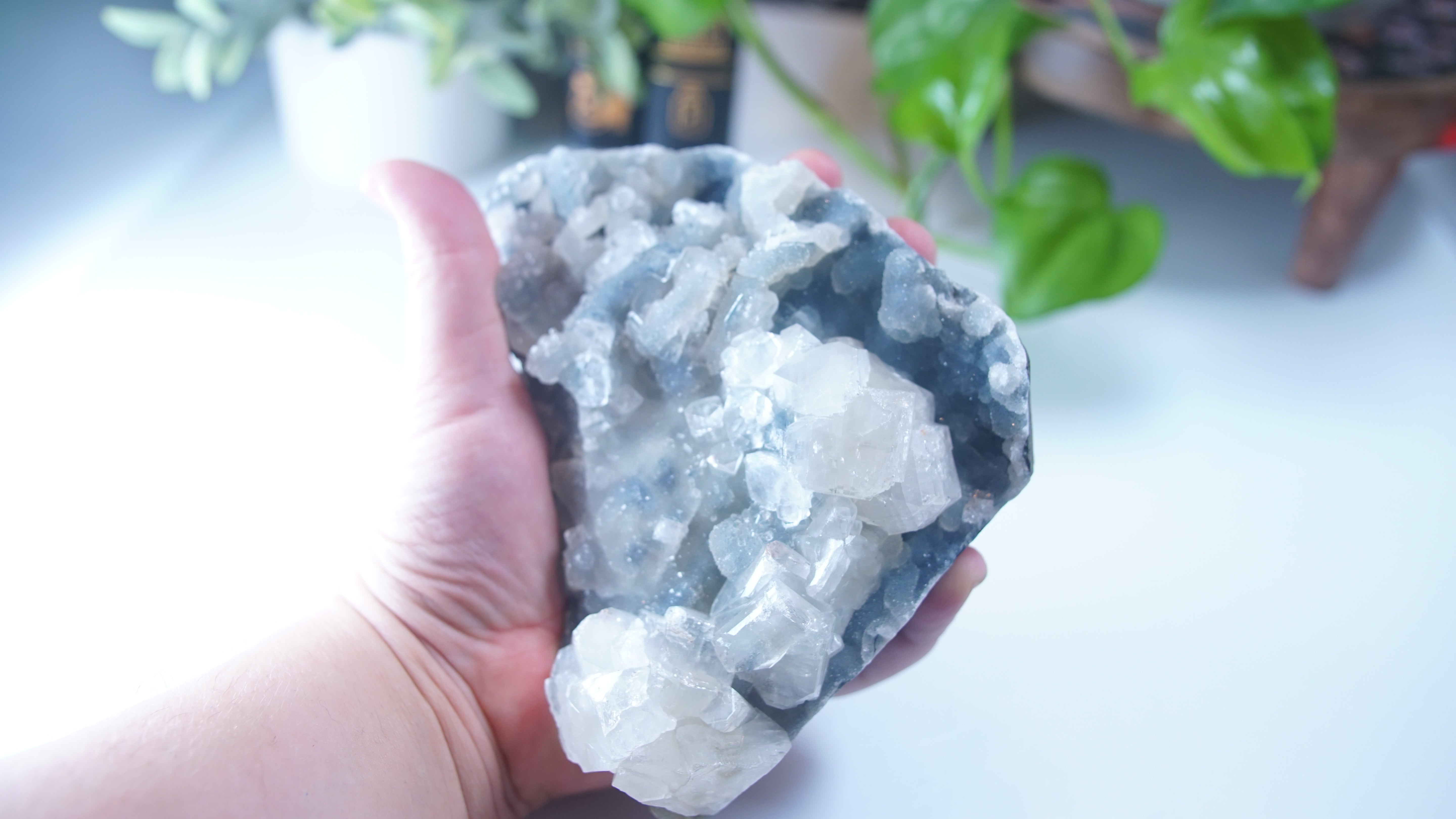 Diamond Apophyllite Blue Chalcedony Sugar Druzy Cluster | High Quality Diamond Apophyllite | US Seller