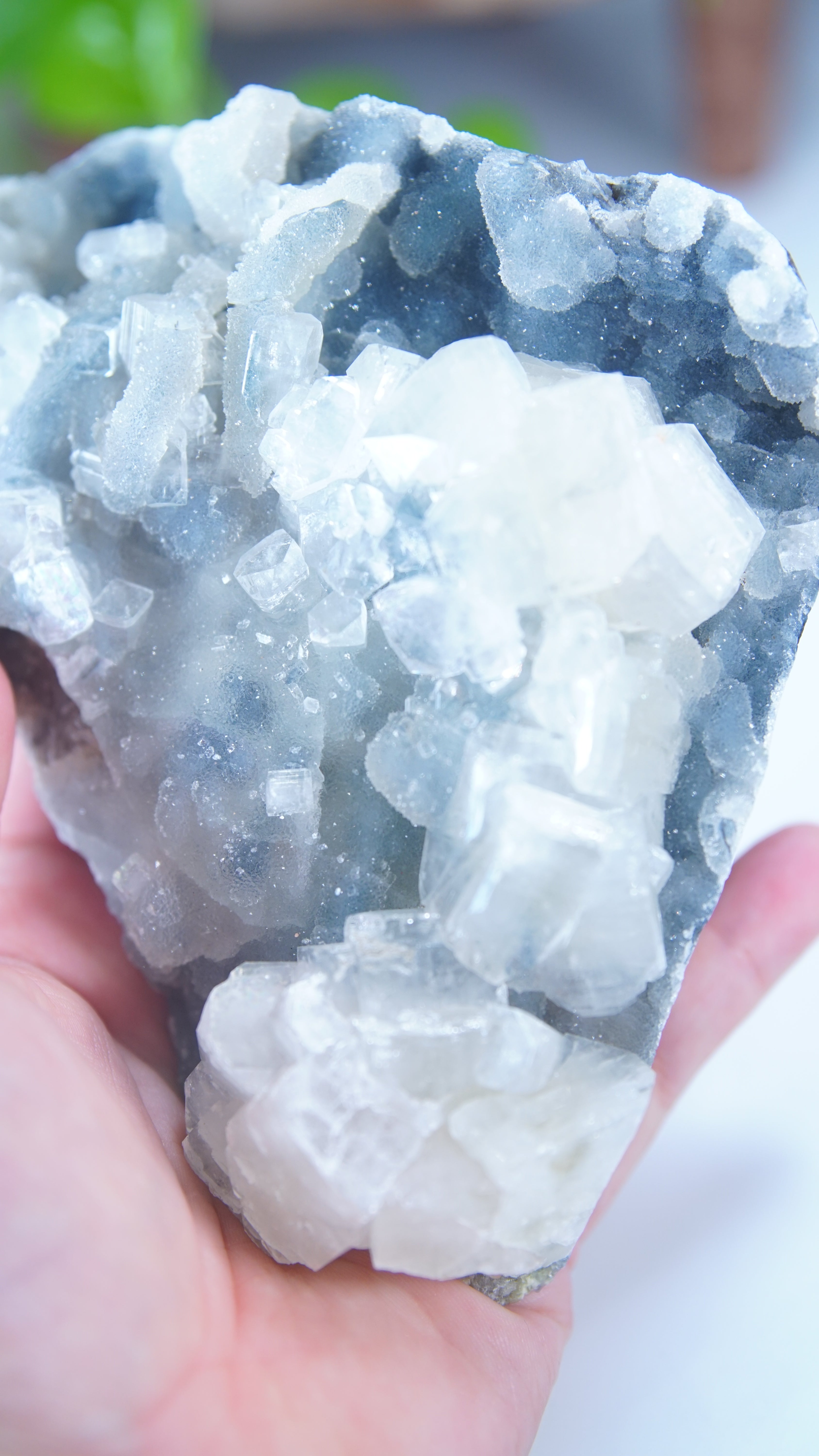 Diamond Apophyllite Blue Chalcedony Sugar Druzy Cluster | High Quality Diamond Apophyllite | US Seller