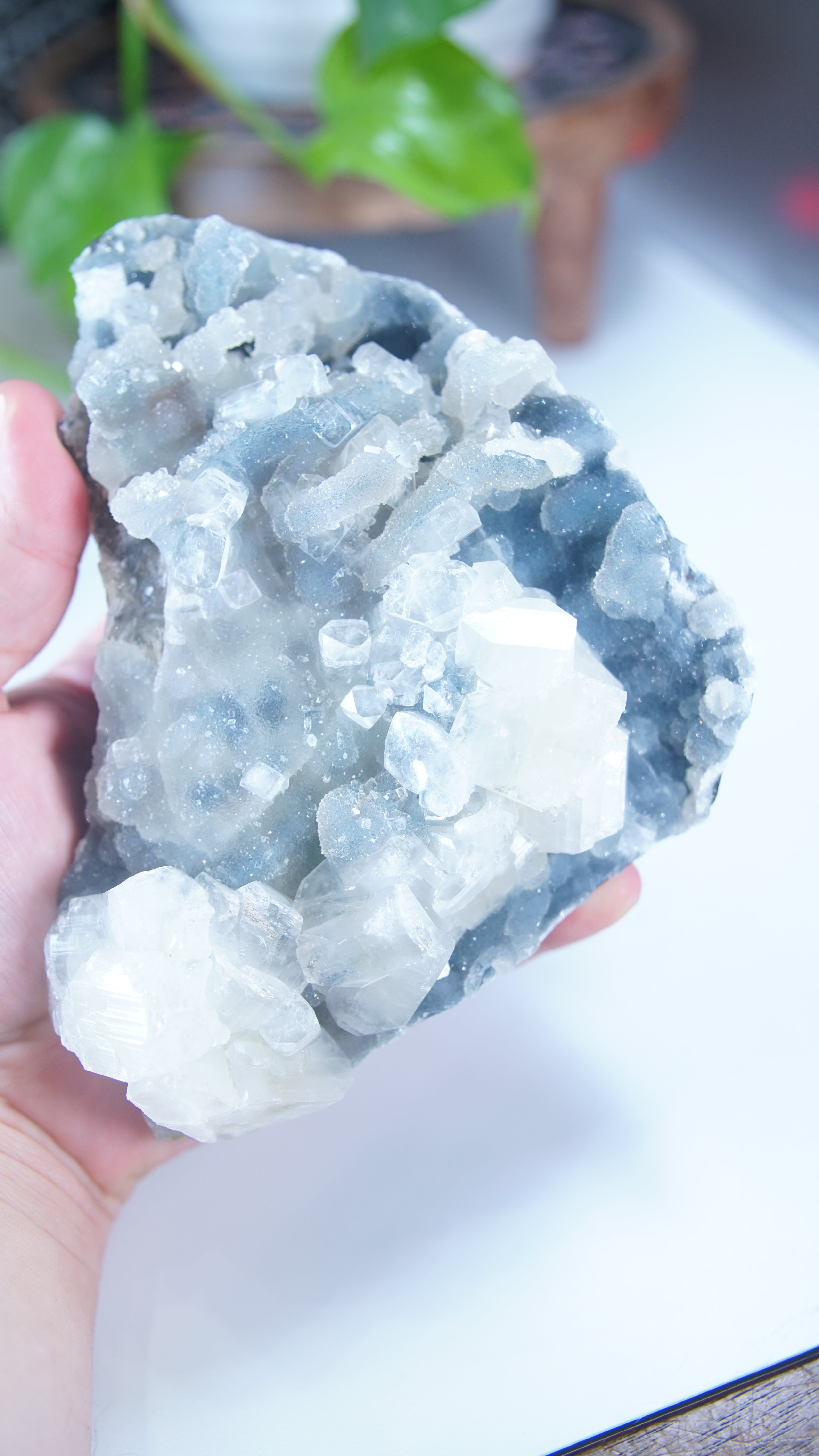 Diamond Apophyllite Blue Chalcedony Sugar Druzy Cluster | High Quality Diamond Apophyllite | US Seller