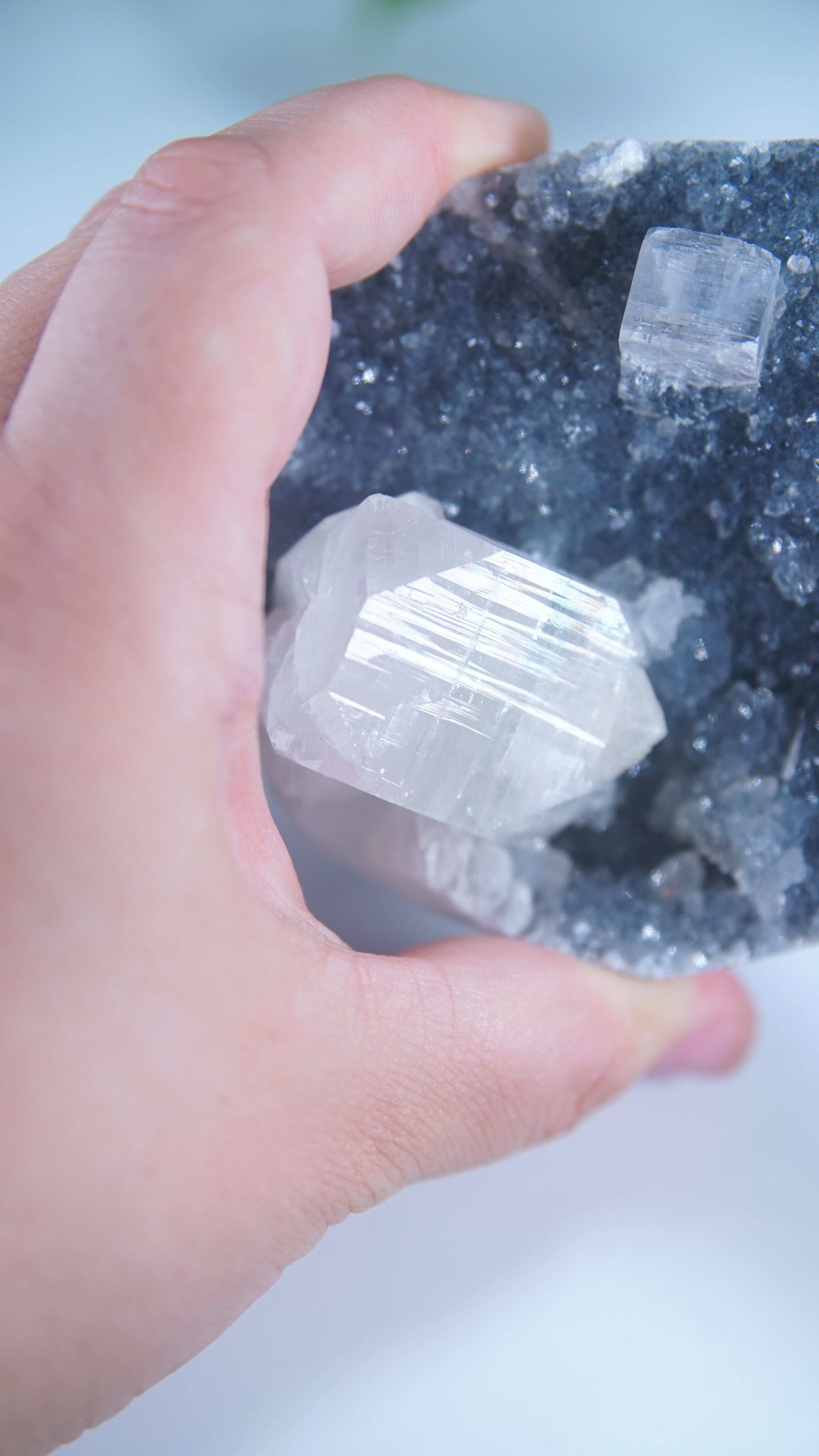 Diamond Apophyllite Blue Chalcedony Sugar Druzy Cluster | High Quality Diamond Apophyllite | US Seller