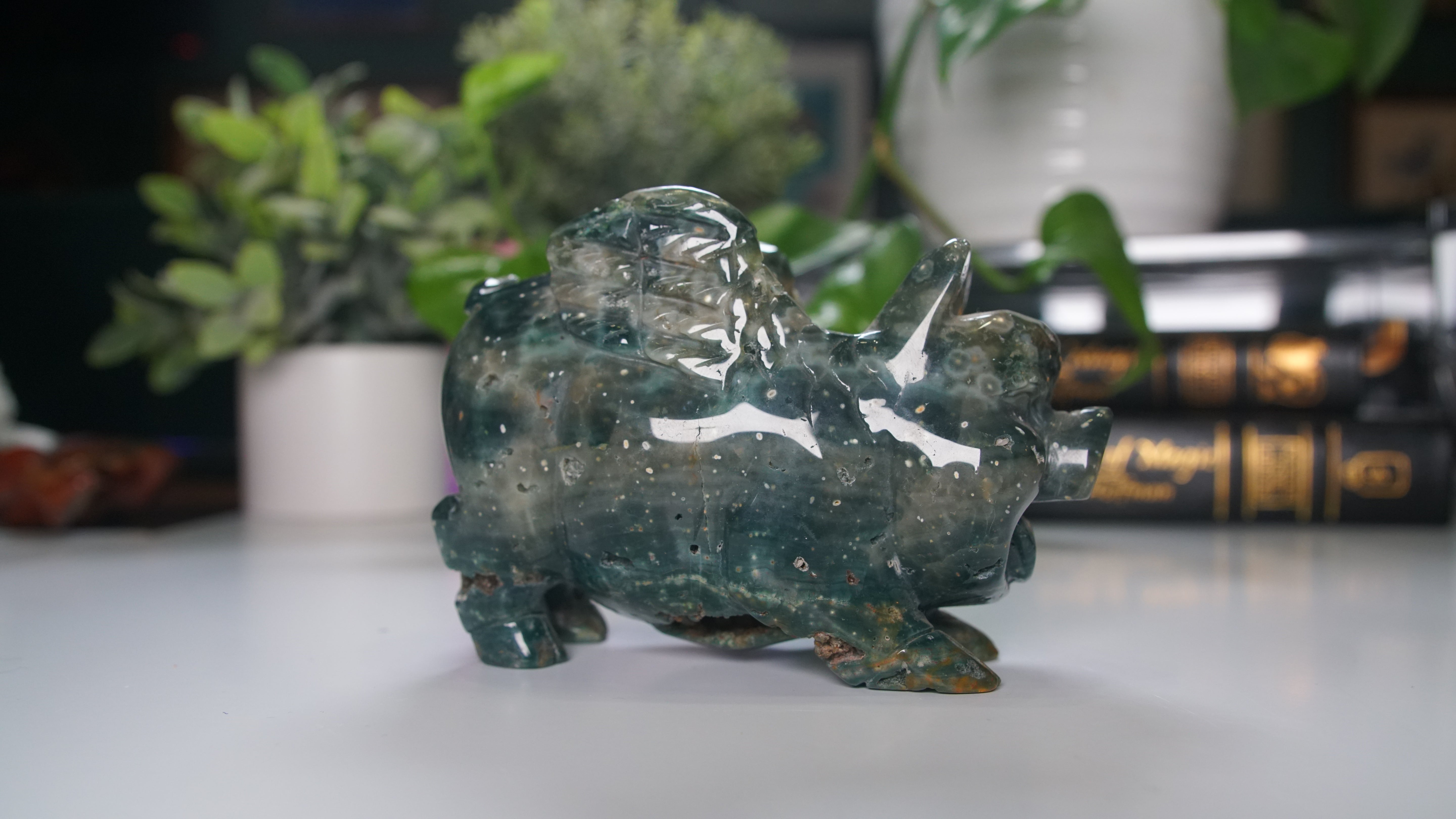 Ocean Jasper Boutique Flying Pig Carving