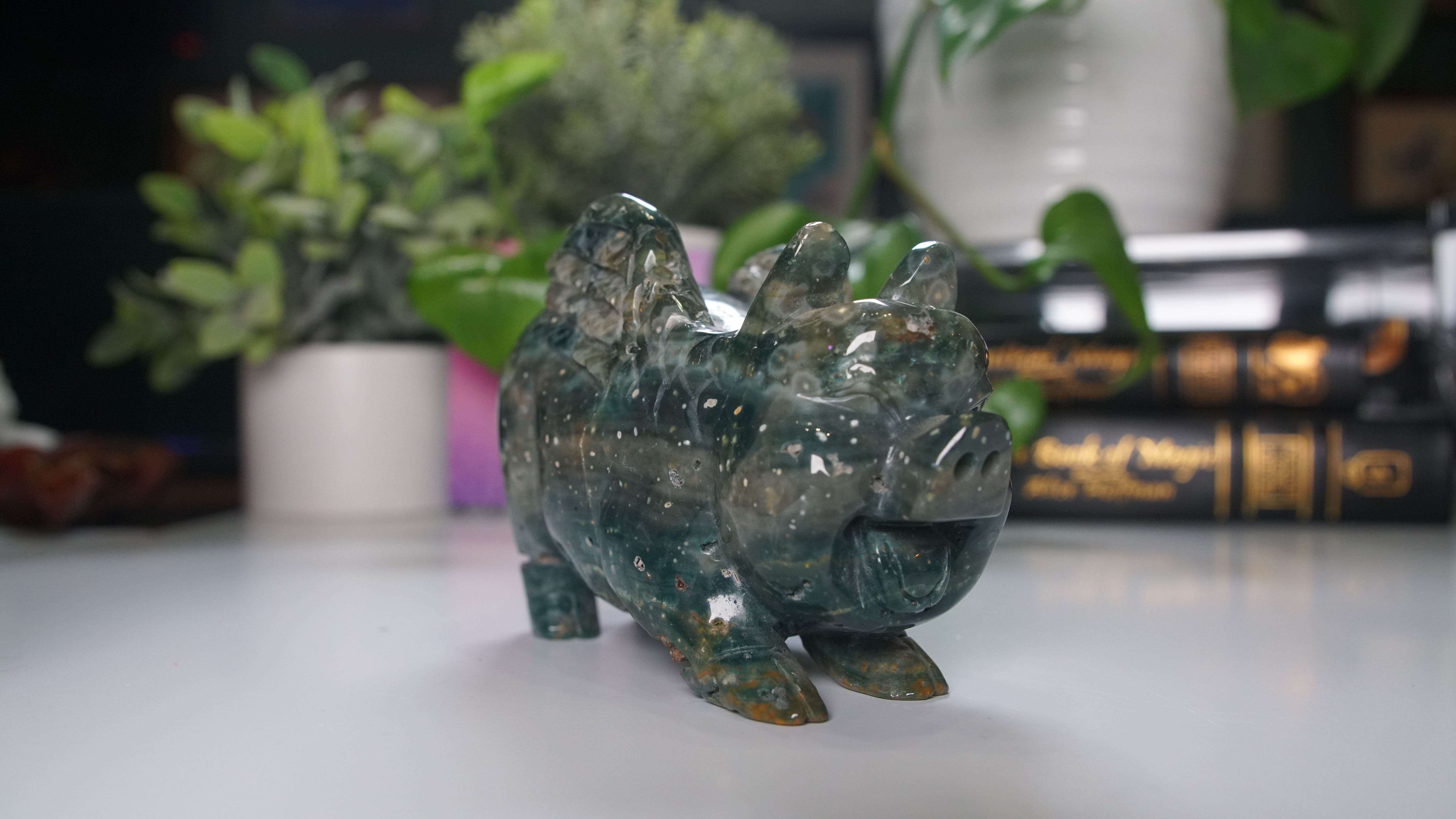 Ocean Jasper Boutique Flying Pig Carving