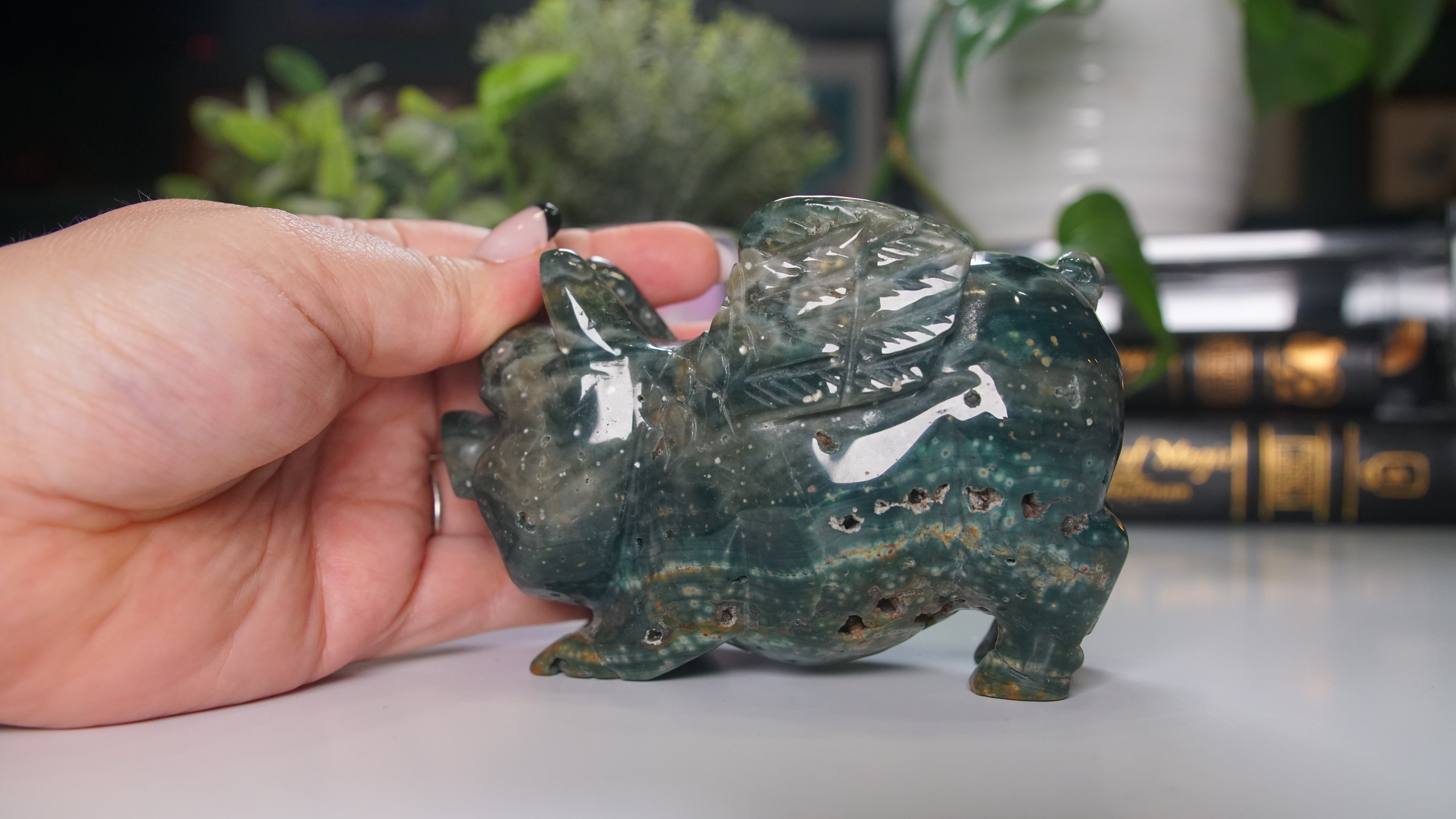 Ocean Jasper Boutique Flying Pig Carving