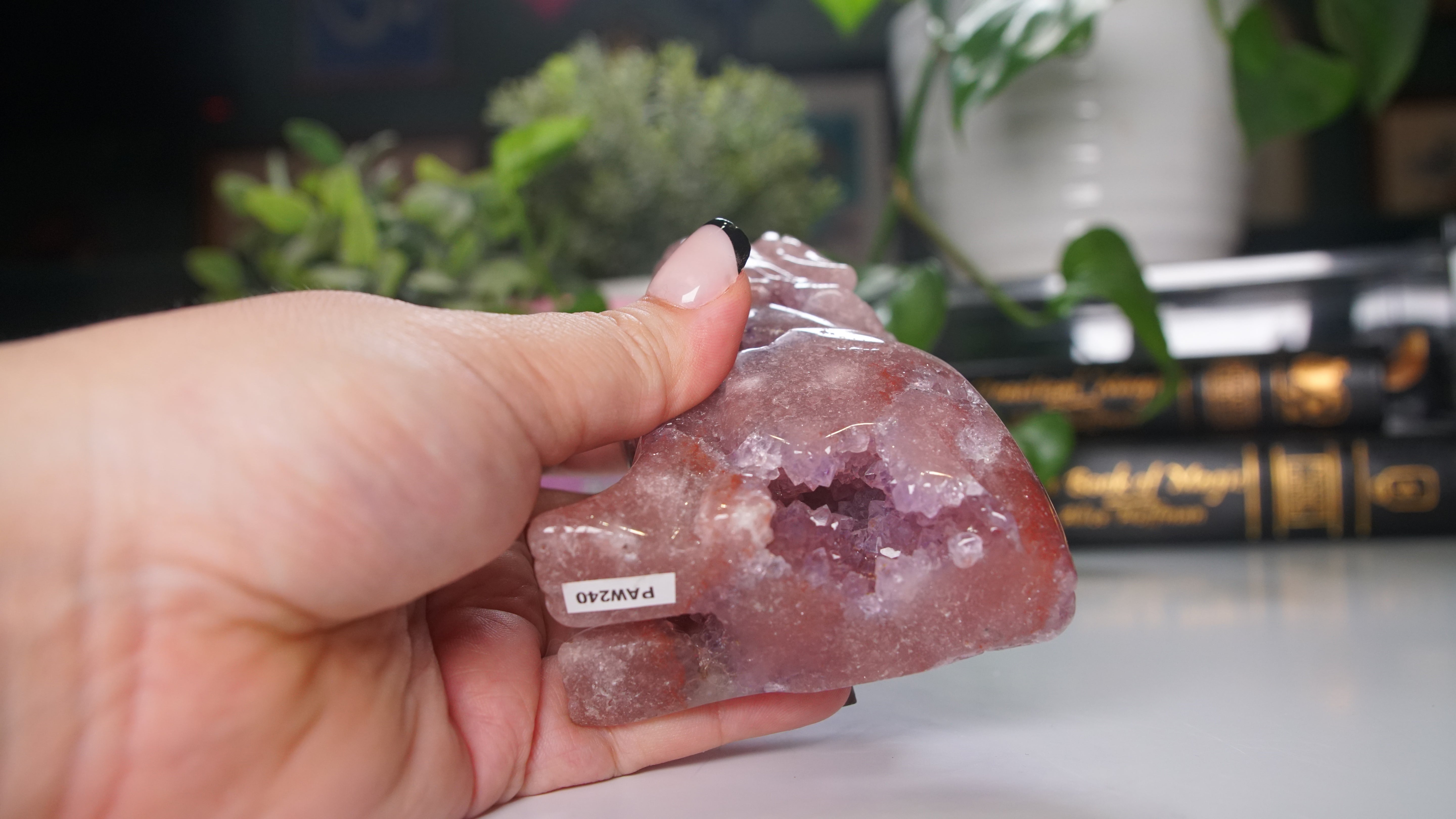 Druzy Amethyst Wolf Crystal Carving Geode Statement Piece