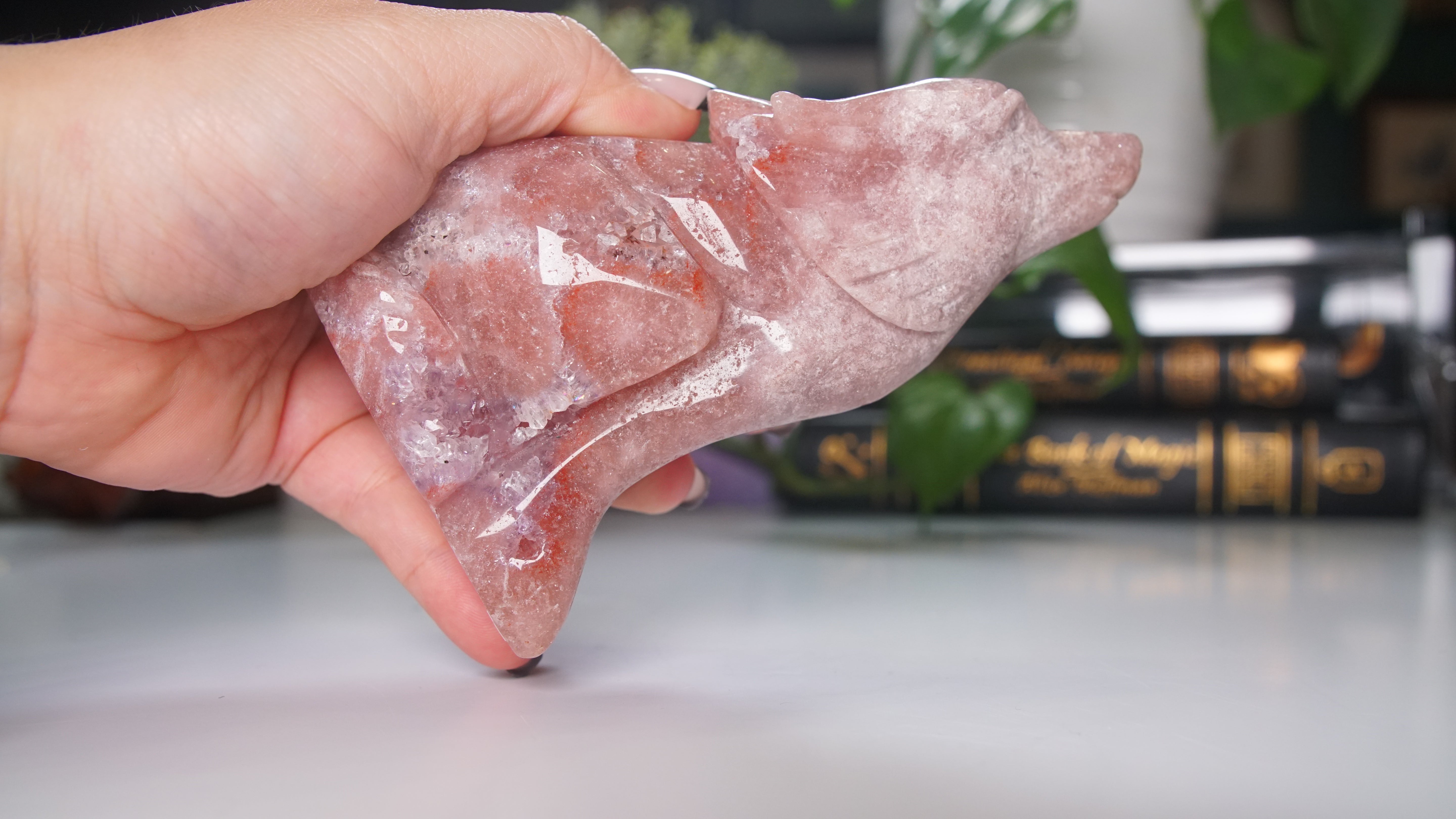 Druzy Amethyst Wolf Crystal Carving Geode Statement Piece