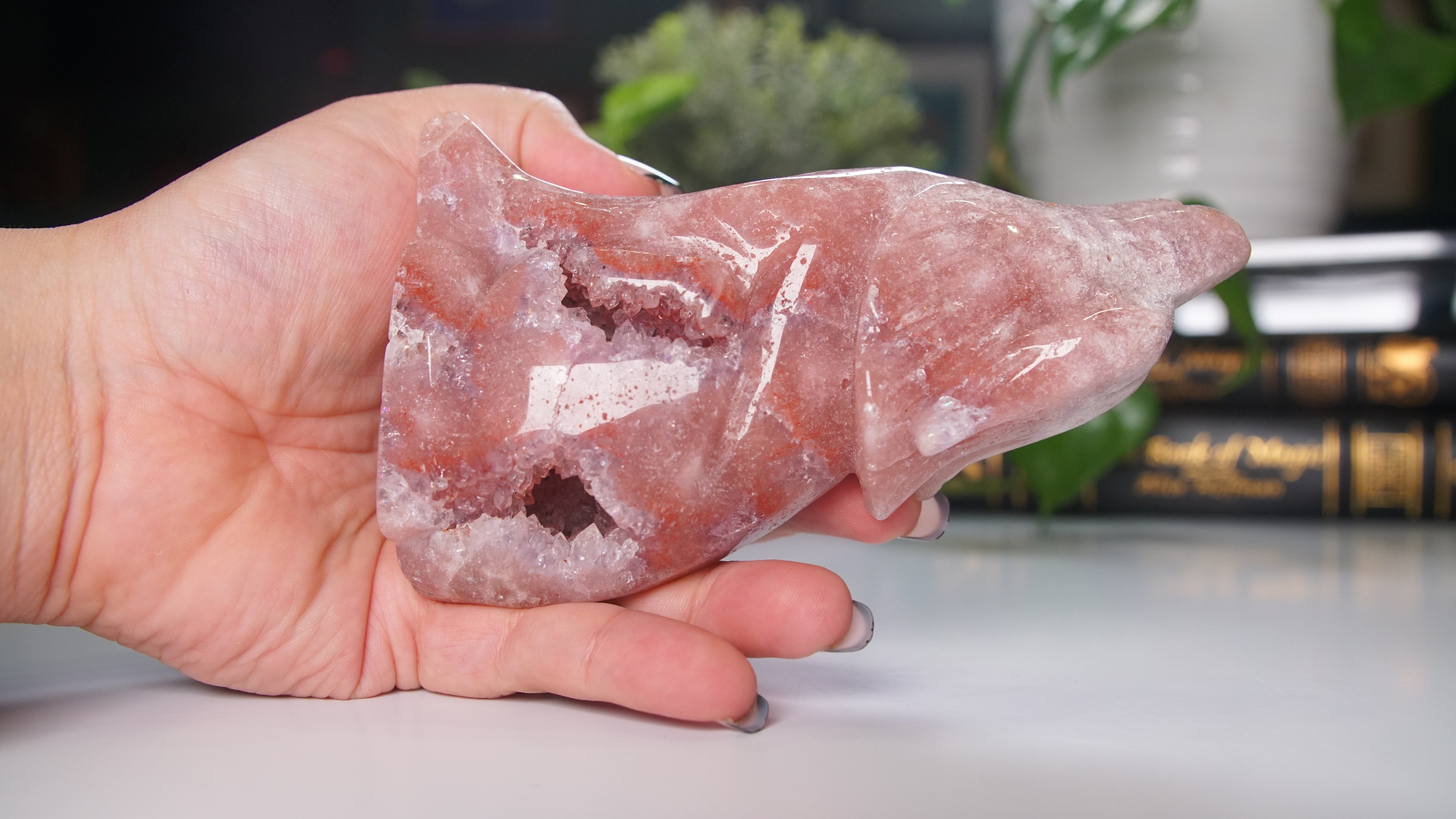 Druzy Amethyst Wolf Crystal Carving Geode Statement Piece