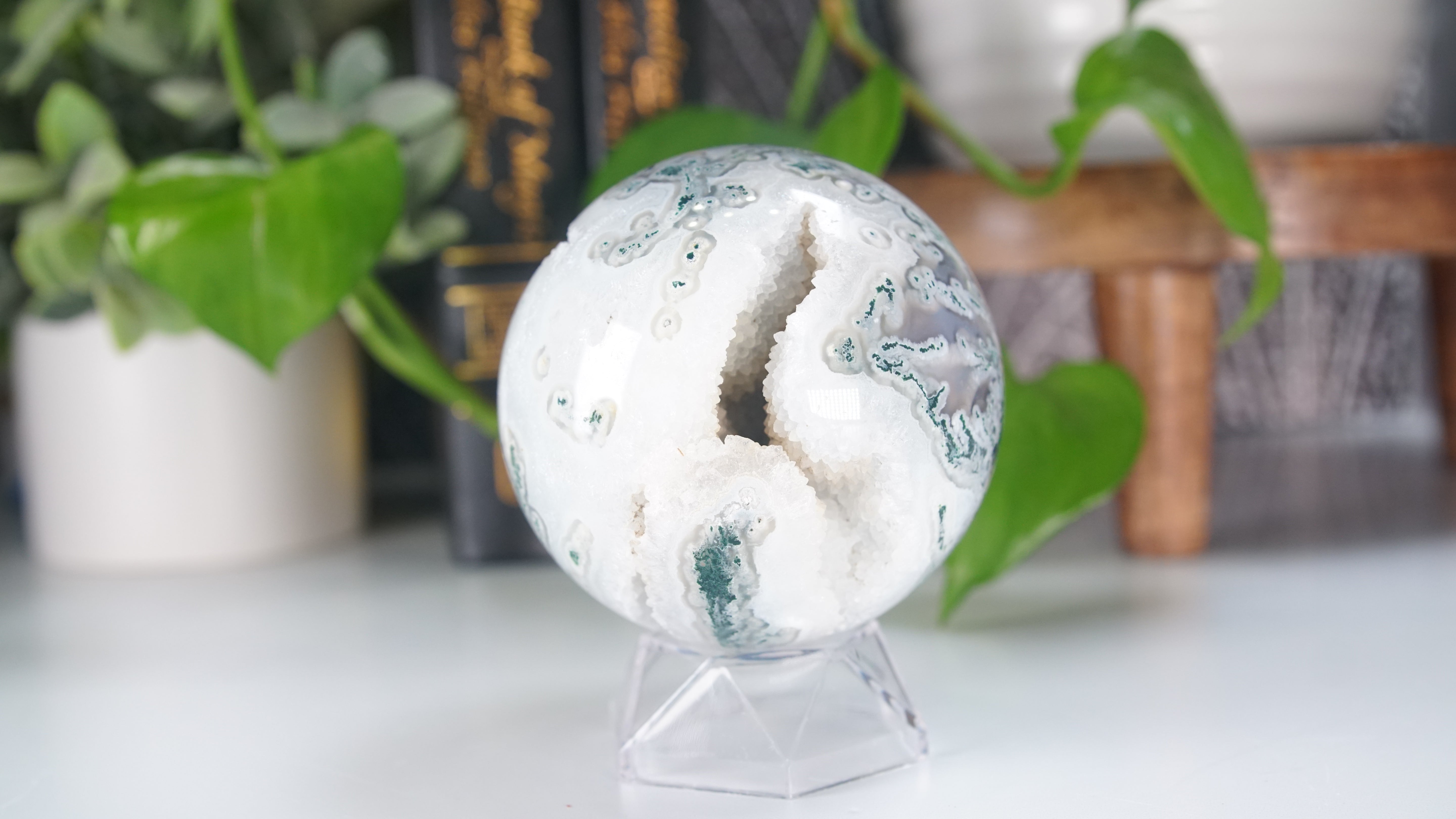 Druzy Blue Moss Agate Sphere | US Seller | Healing Crystal Druzy Moss Agate