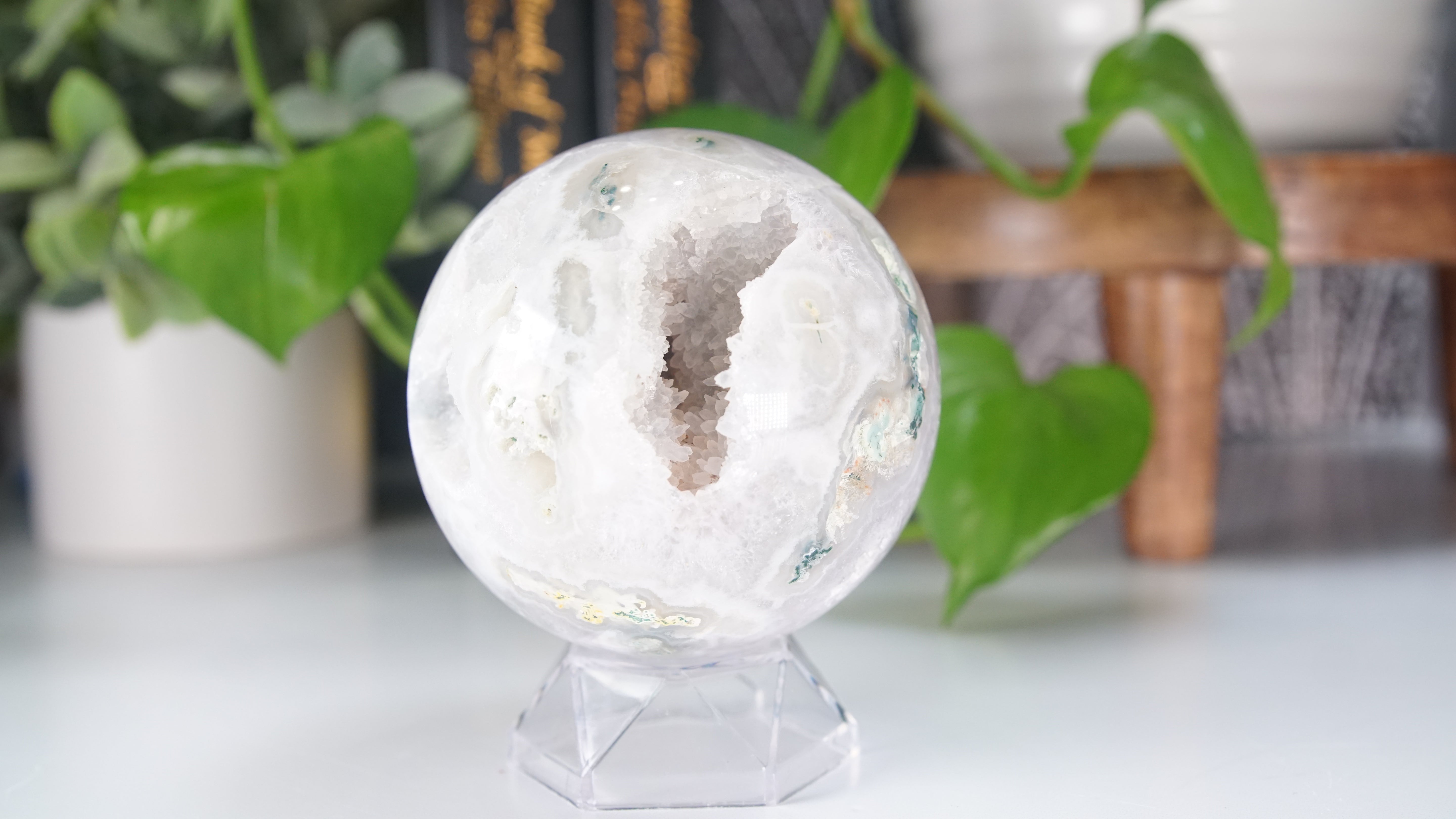 Druzy Moss Agate Sphere | US Seller | Healing Crystal Druzy Moss Agate
