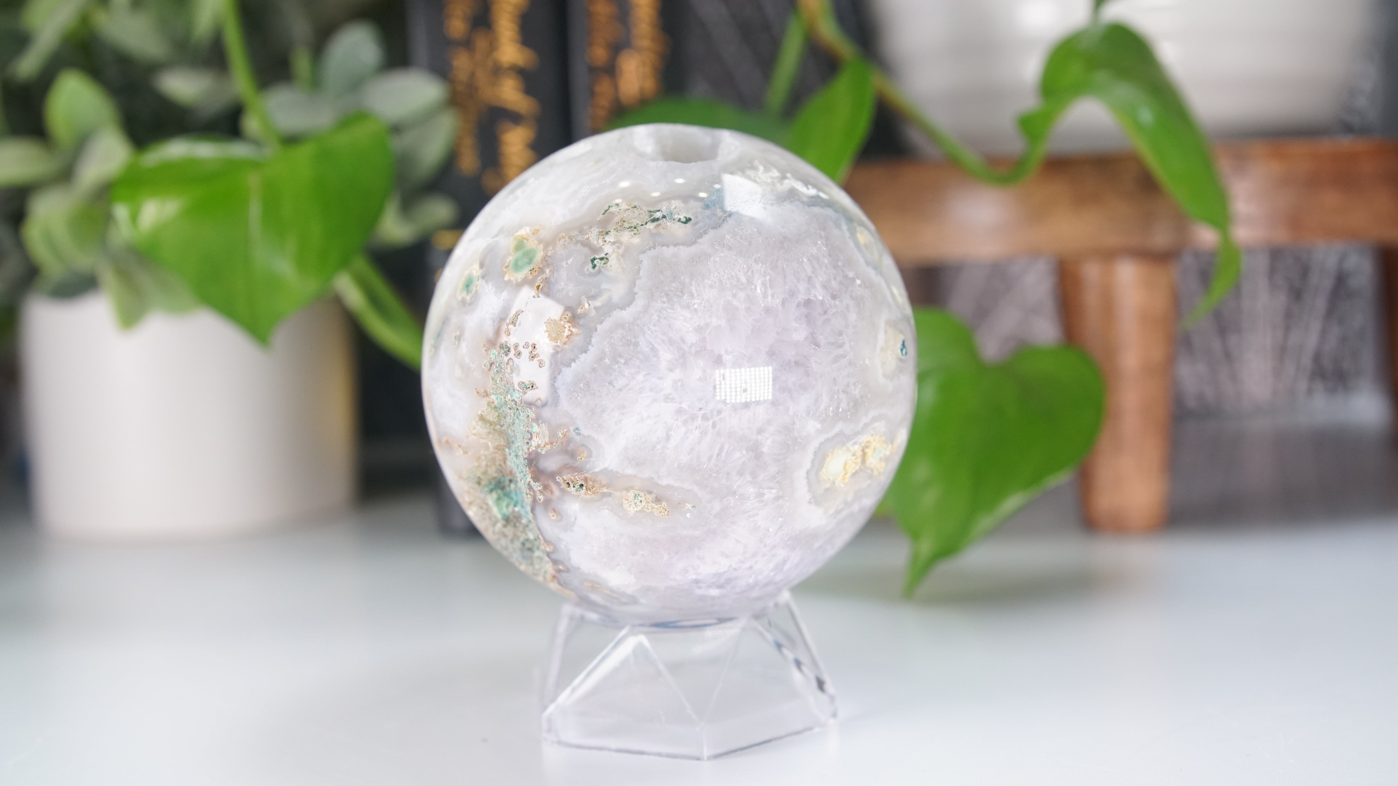 Druzy Moss Agate Sphere | US Seller | Healing Crystal Druzy Moss Agate