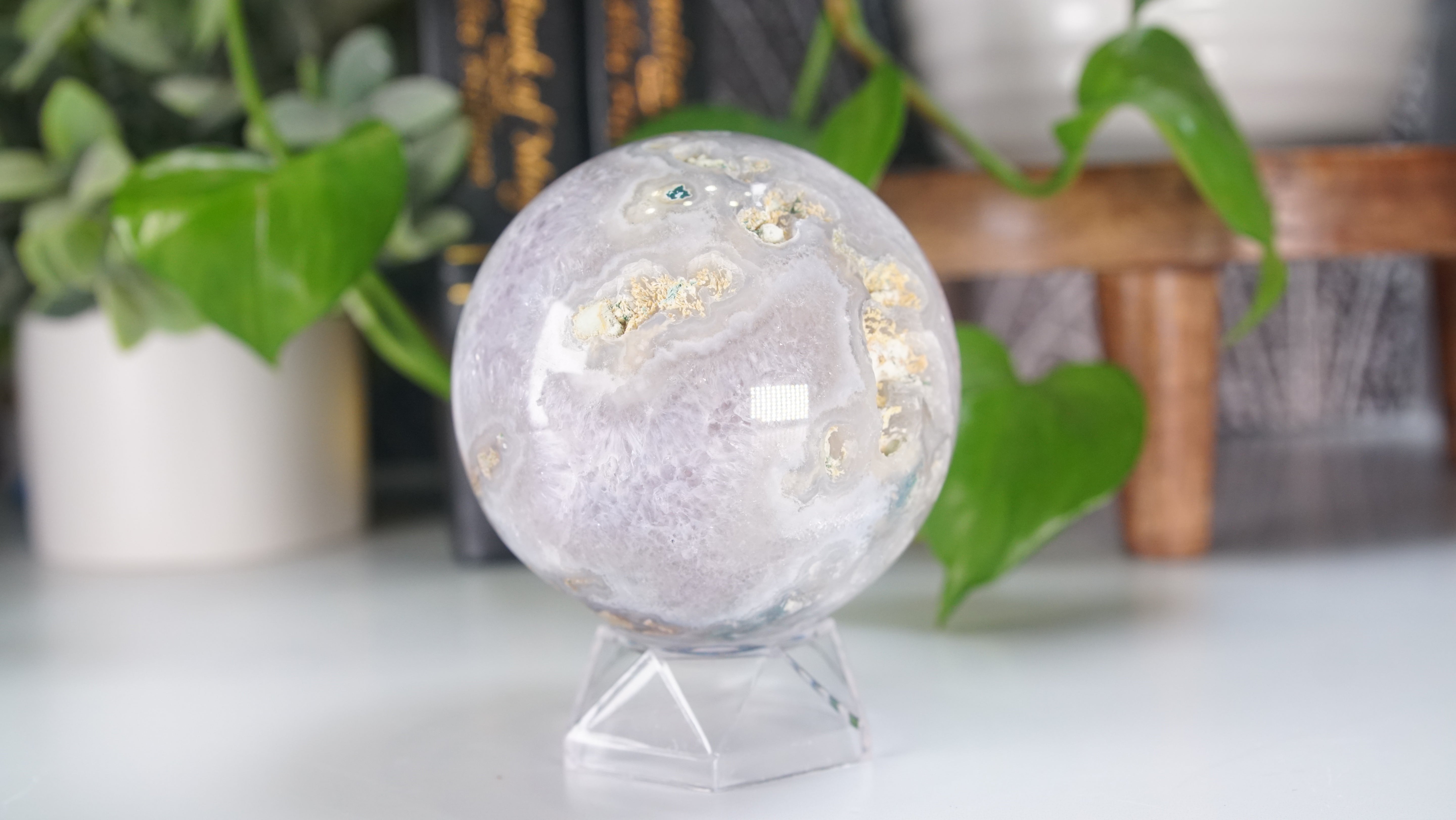 Druzy Moss Agate Sphere | US Seller | Healing Crystal Druzy Moss Agate