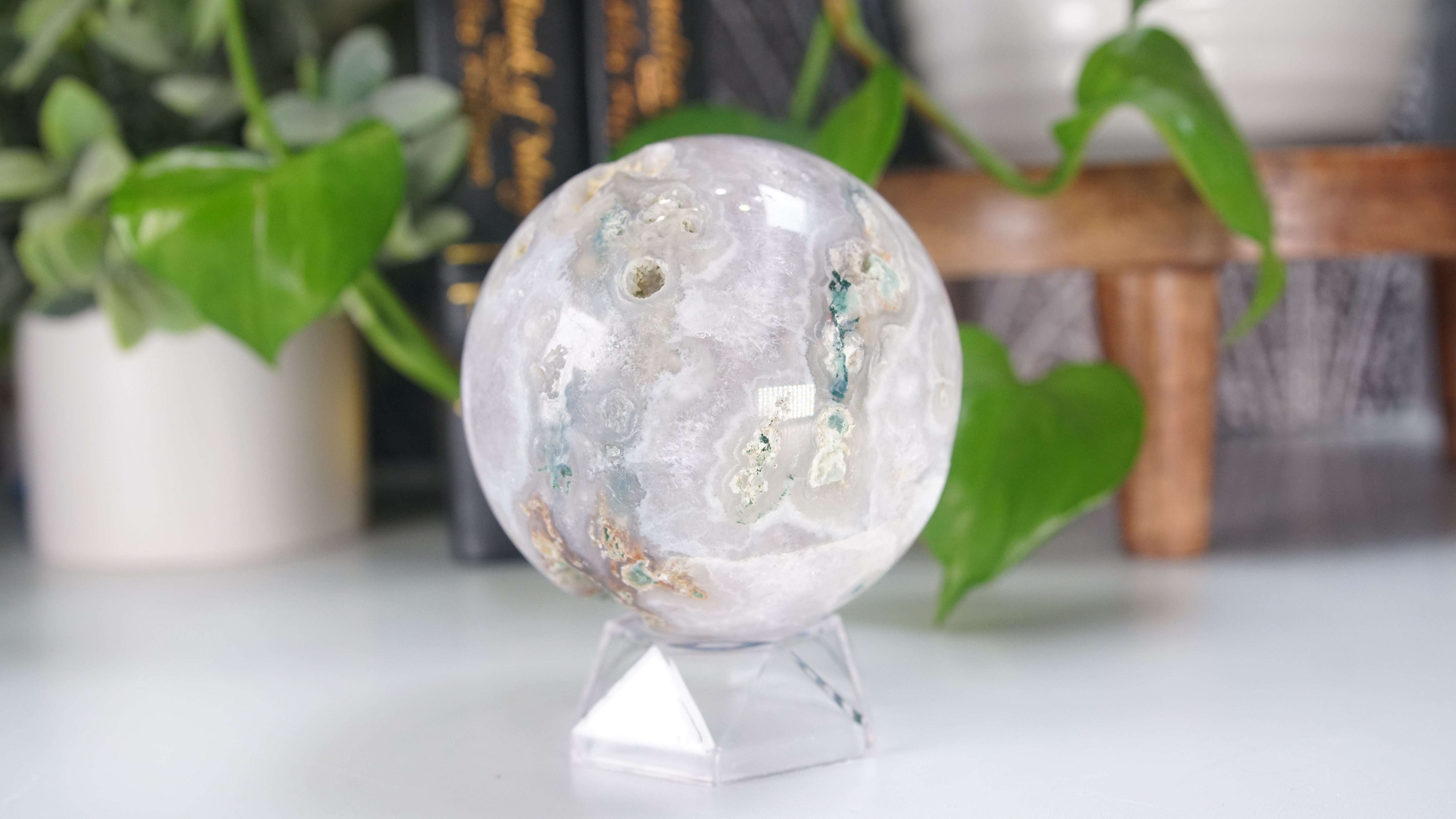 Druzy Moss Agate Sphere | US Seller | Healing Crystal Druzy Moss Agate