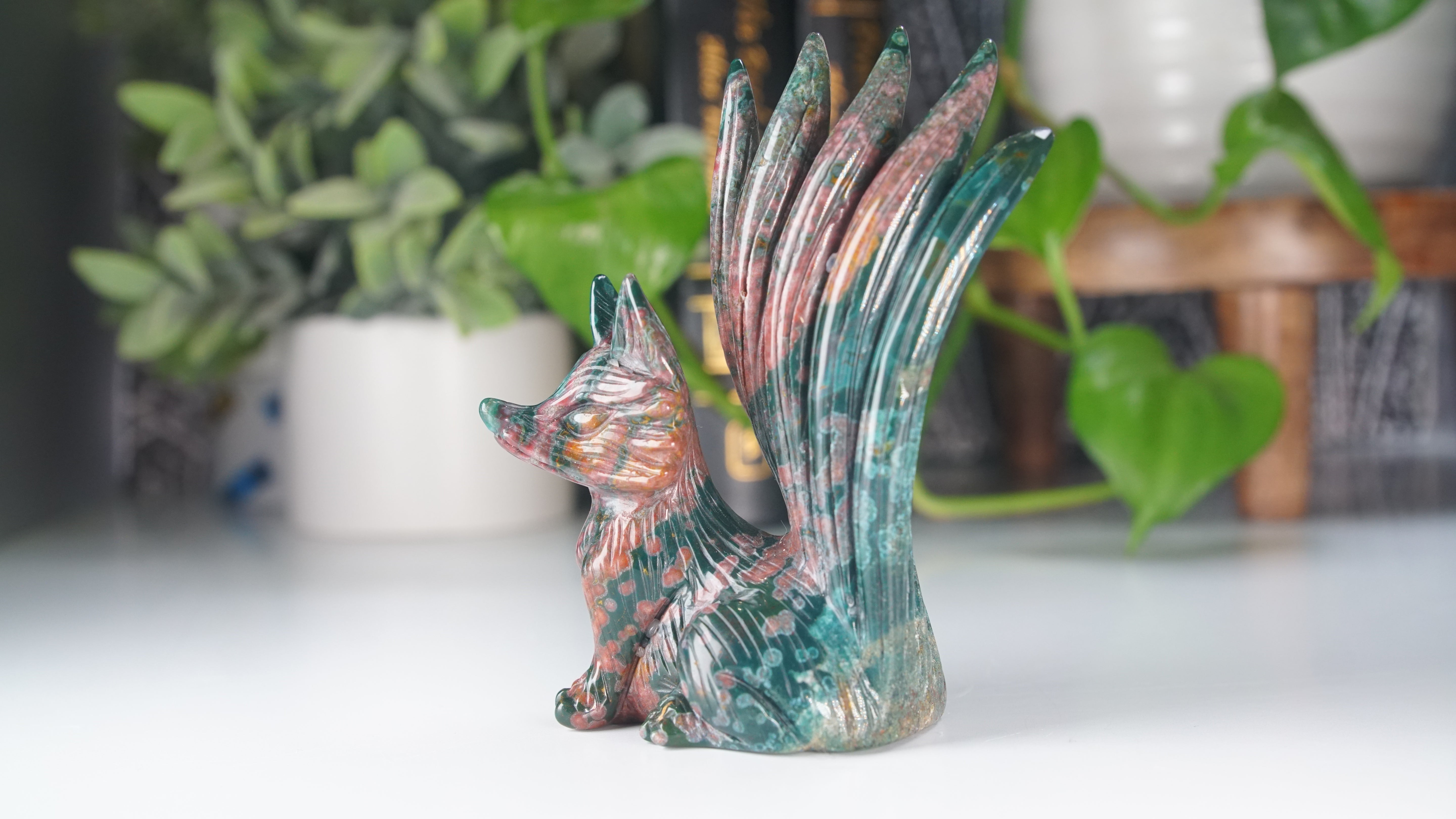 Ocean Jasper Boutique Fox Carving