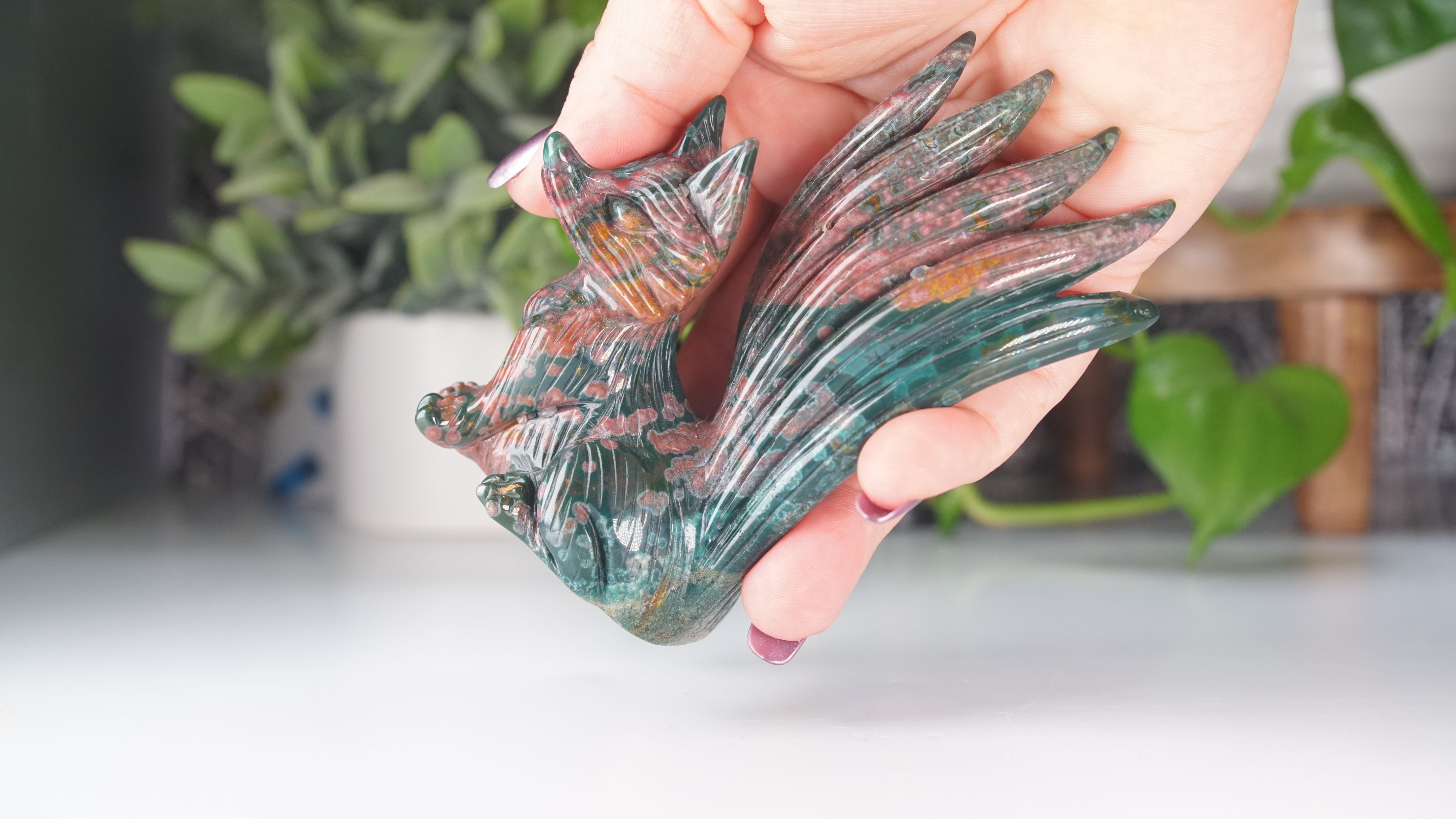 Ocean Jasper Boutique Fox Carving